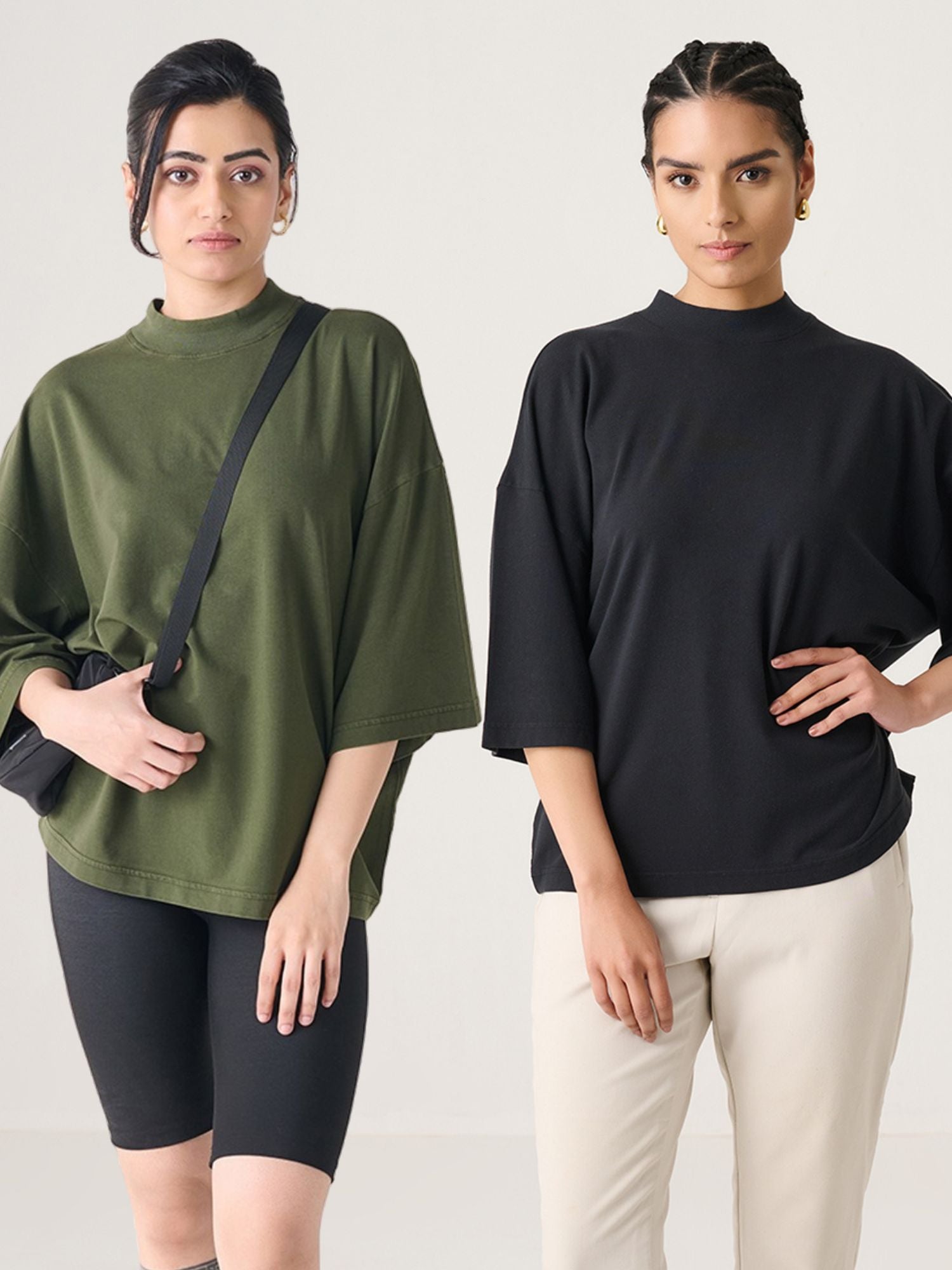 2x Oversized High Neck Bundle (Woman) - Black + Colour