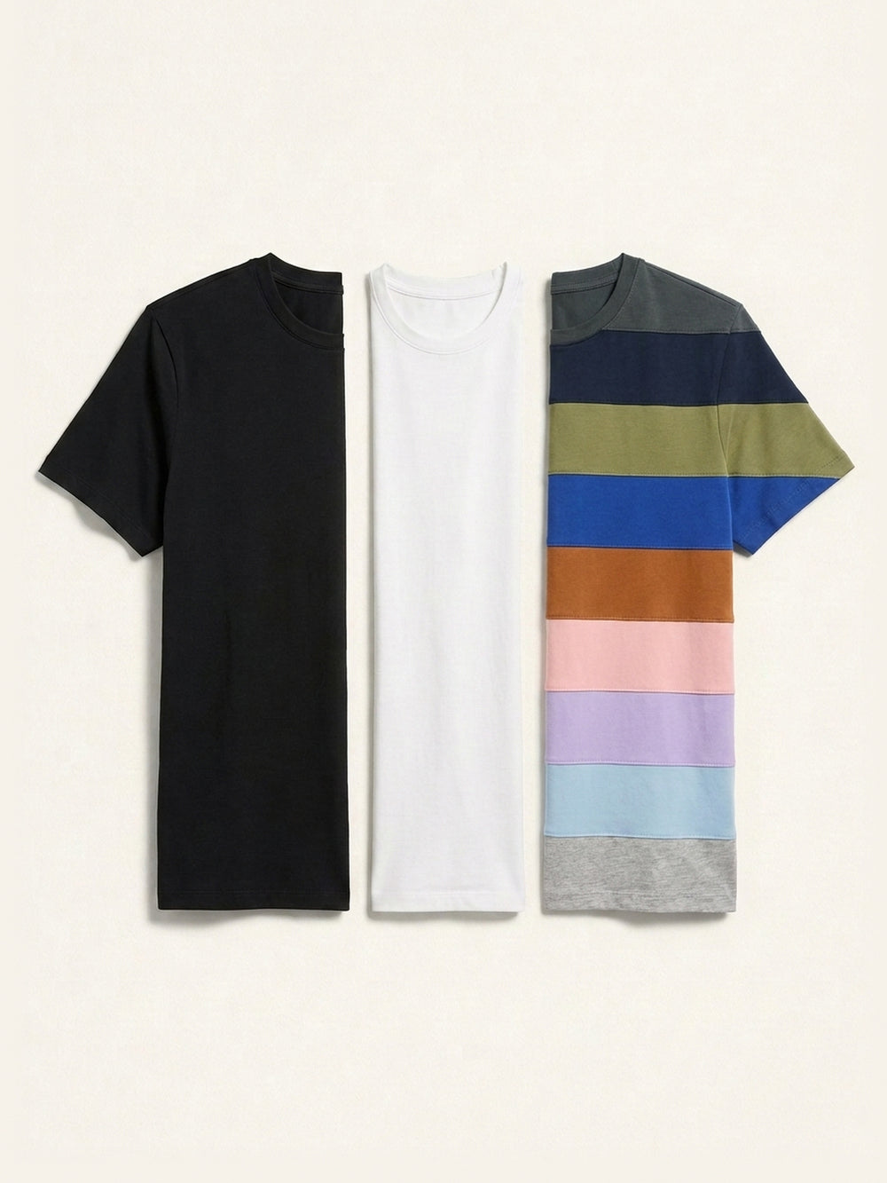 3x Short Sleeve Tee Pack (Man) - Black + White + Colour