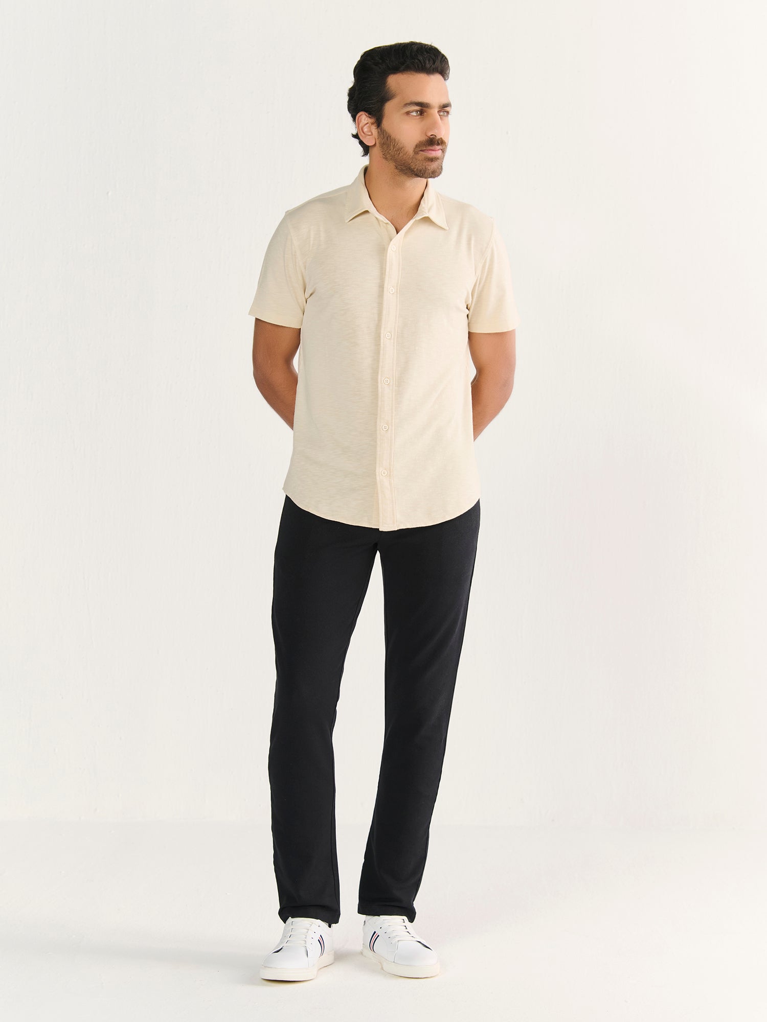 Textured Slub Short Sleeve Button Down