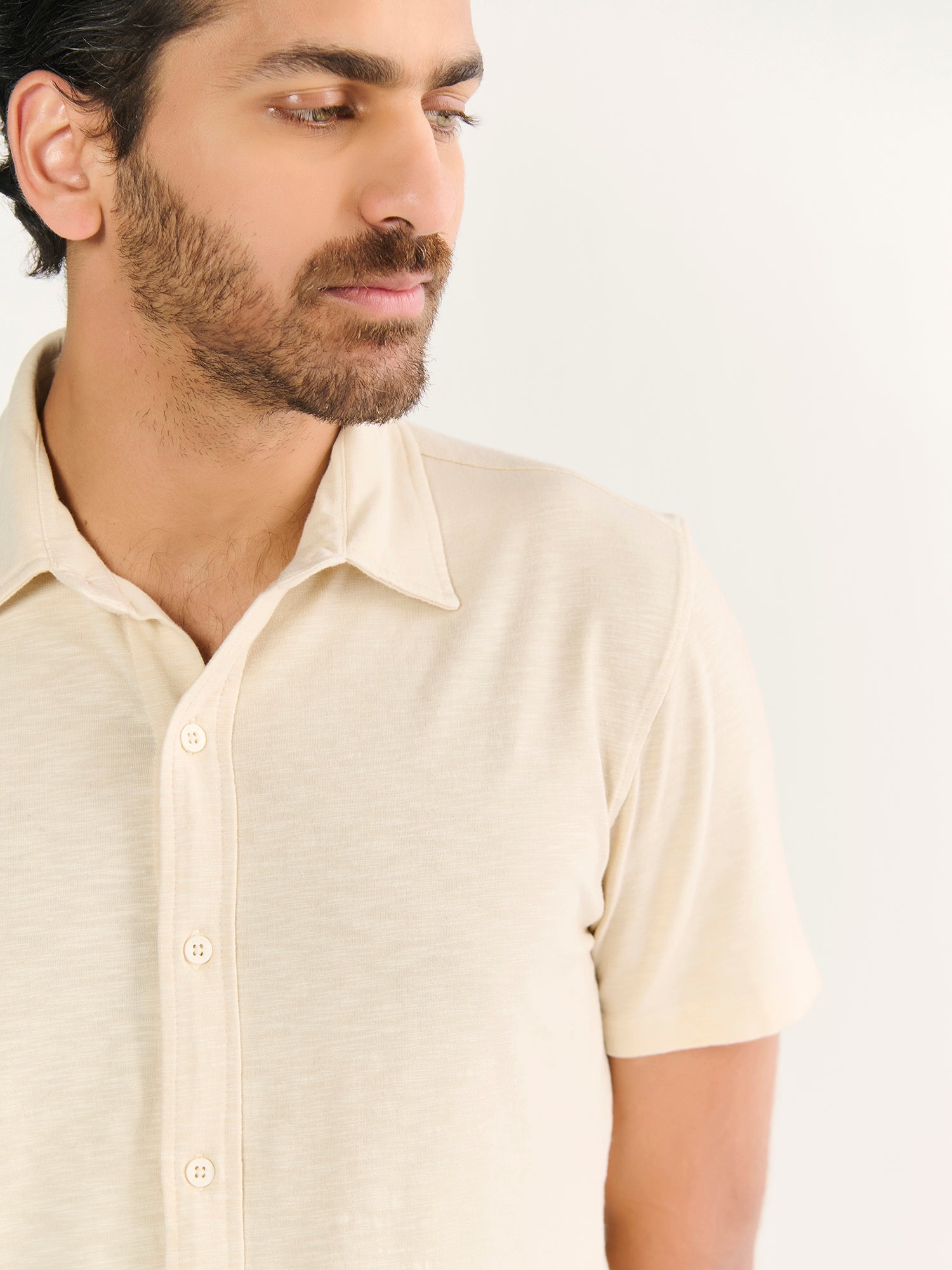 Textured Slub Short Sleeve Button Down