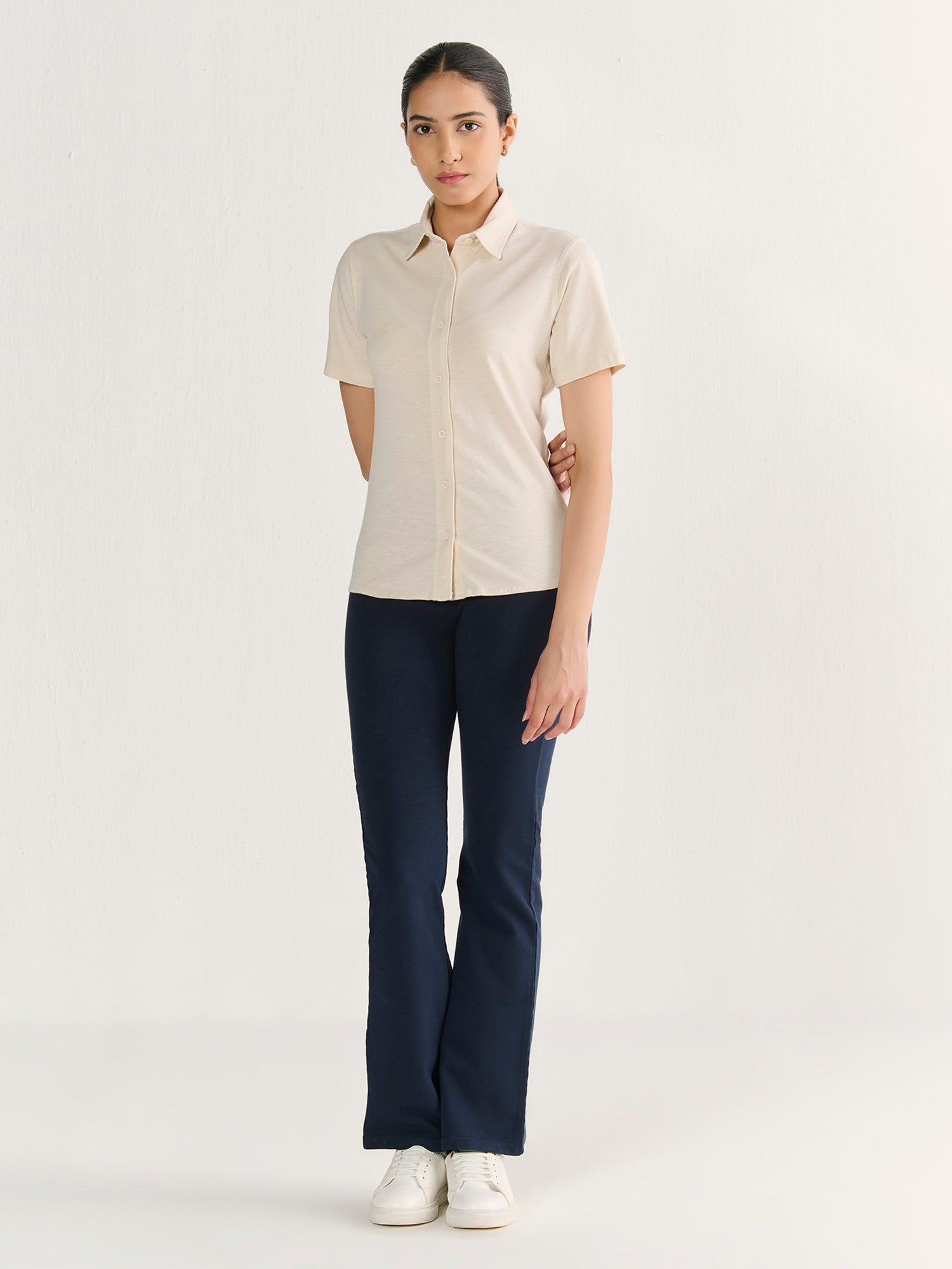 Textured Slub Short Sleeve Button Down