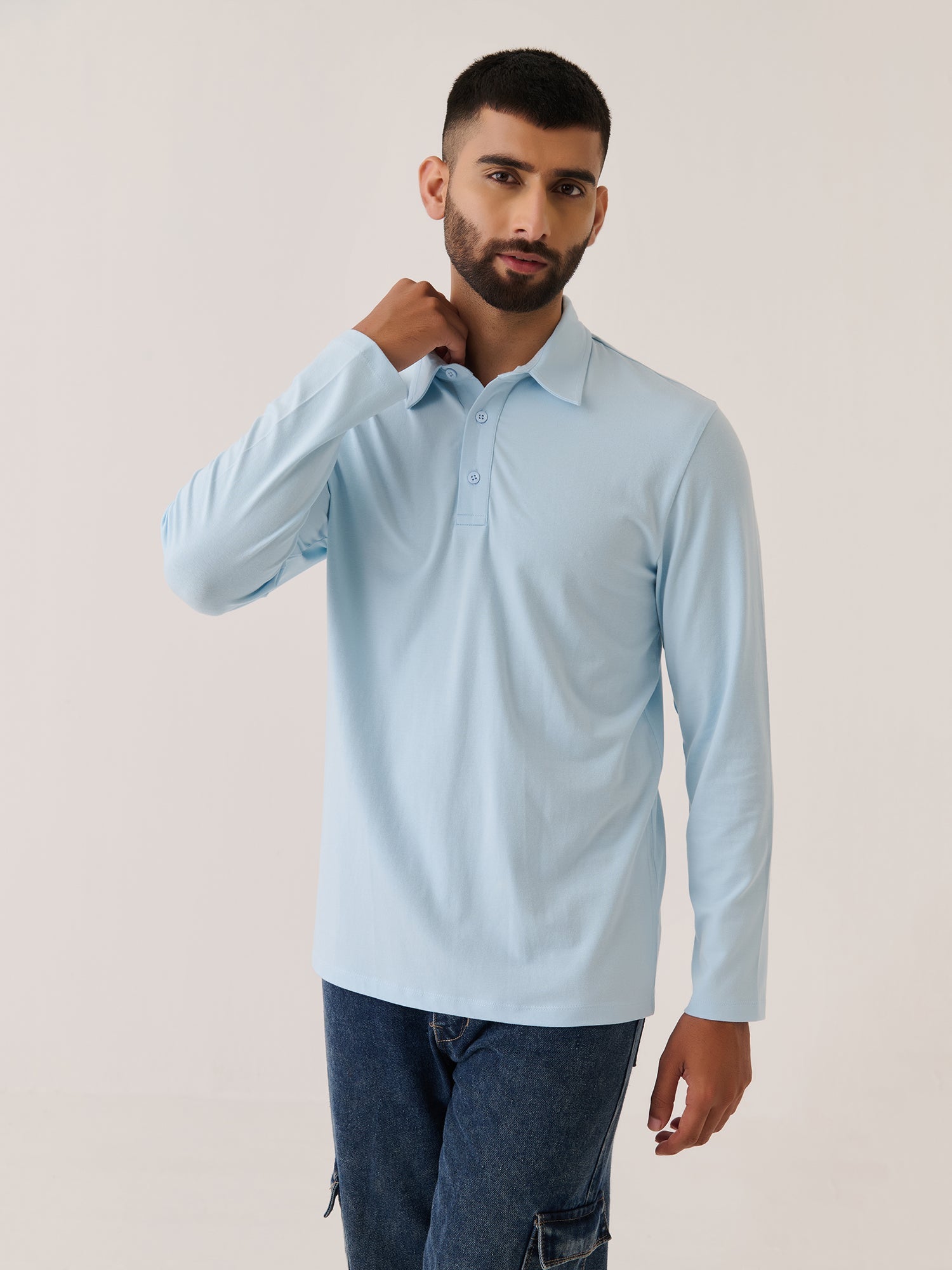 Long Sleeve Polo - Slim Fit Stretch