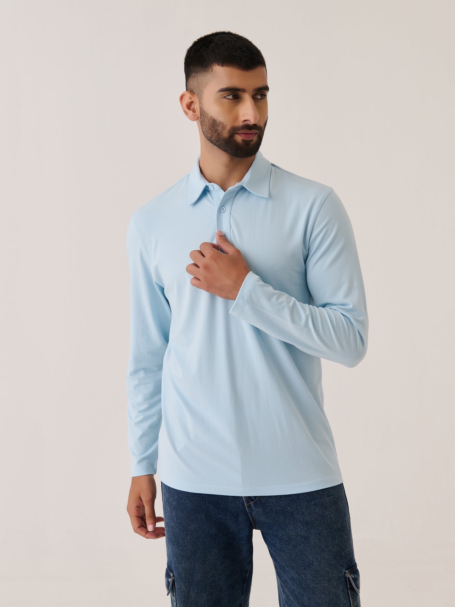 Long Sleeve Polo - Slim Fit Stretch