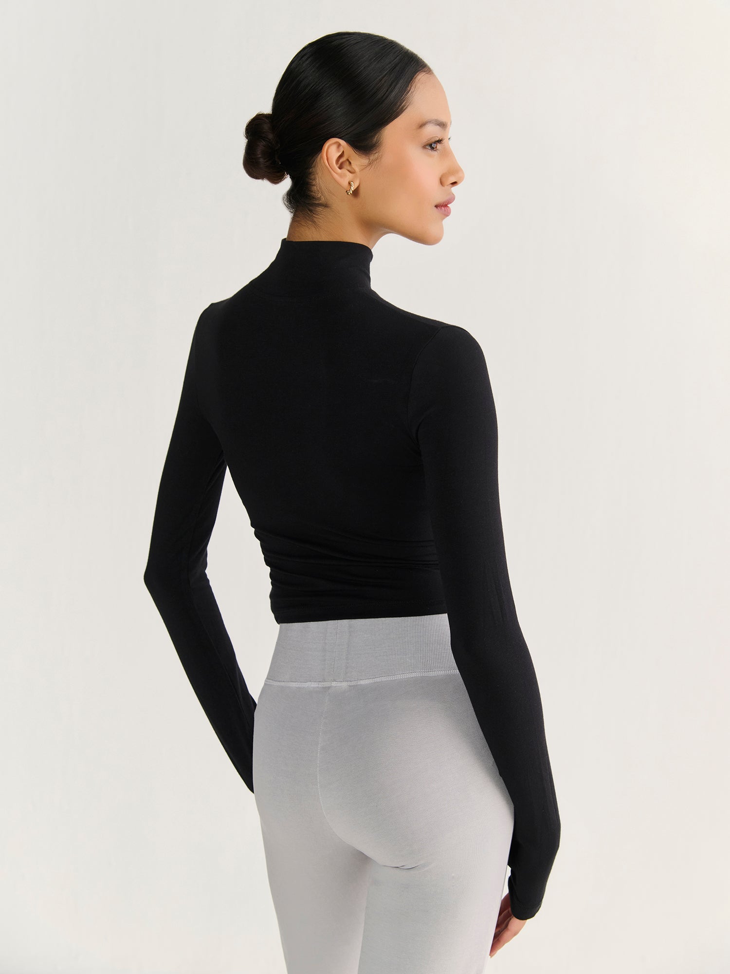 High Neck Long Sleeve Crop