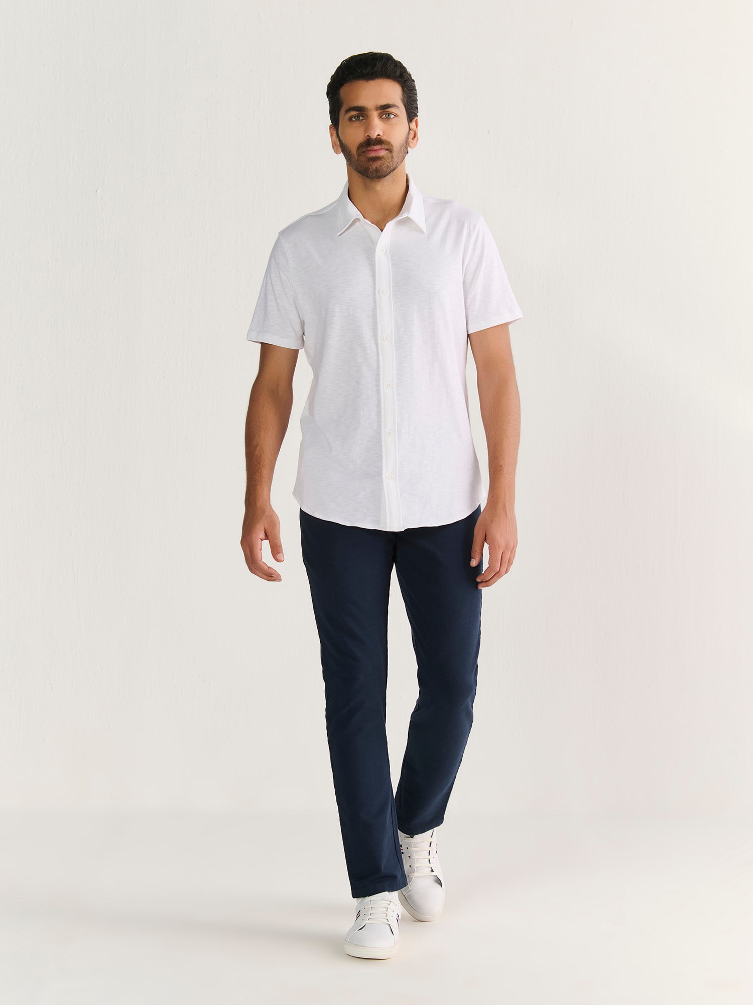 Textured Slub Short Sleeve Button Down