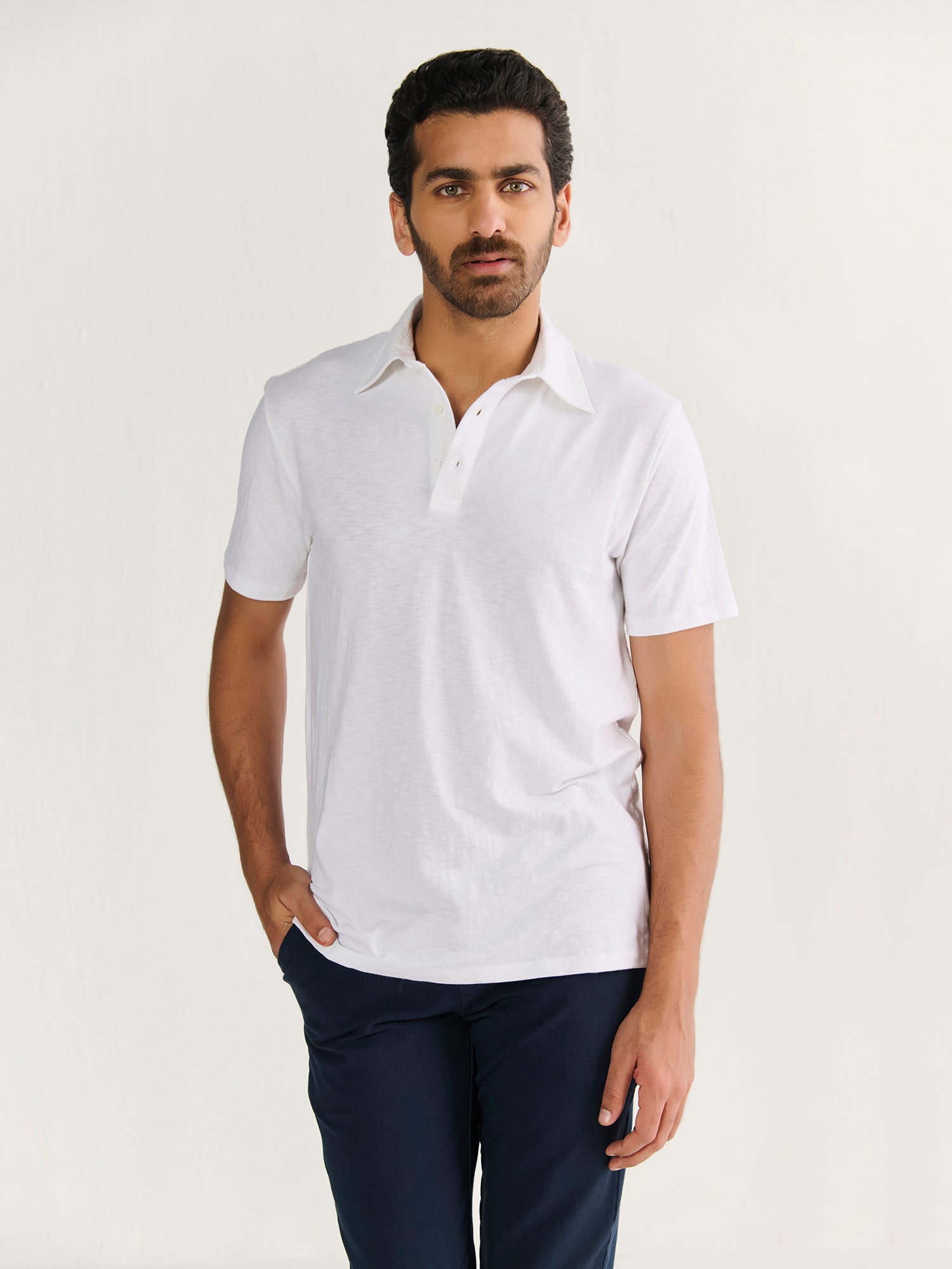 Textured Slub Short Sleeve Polo