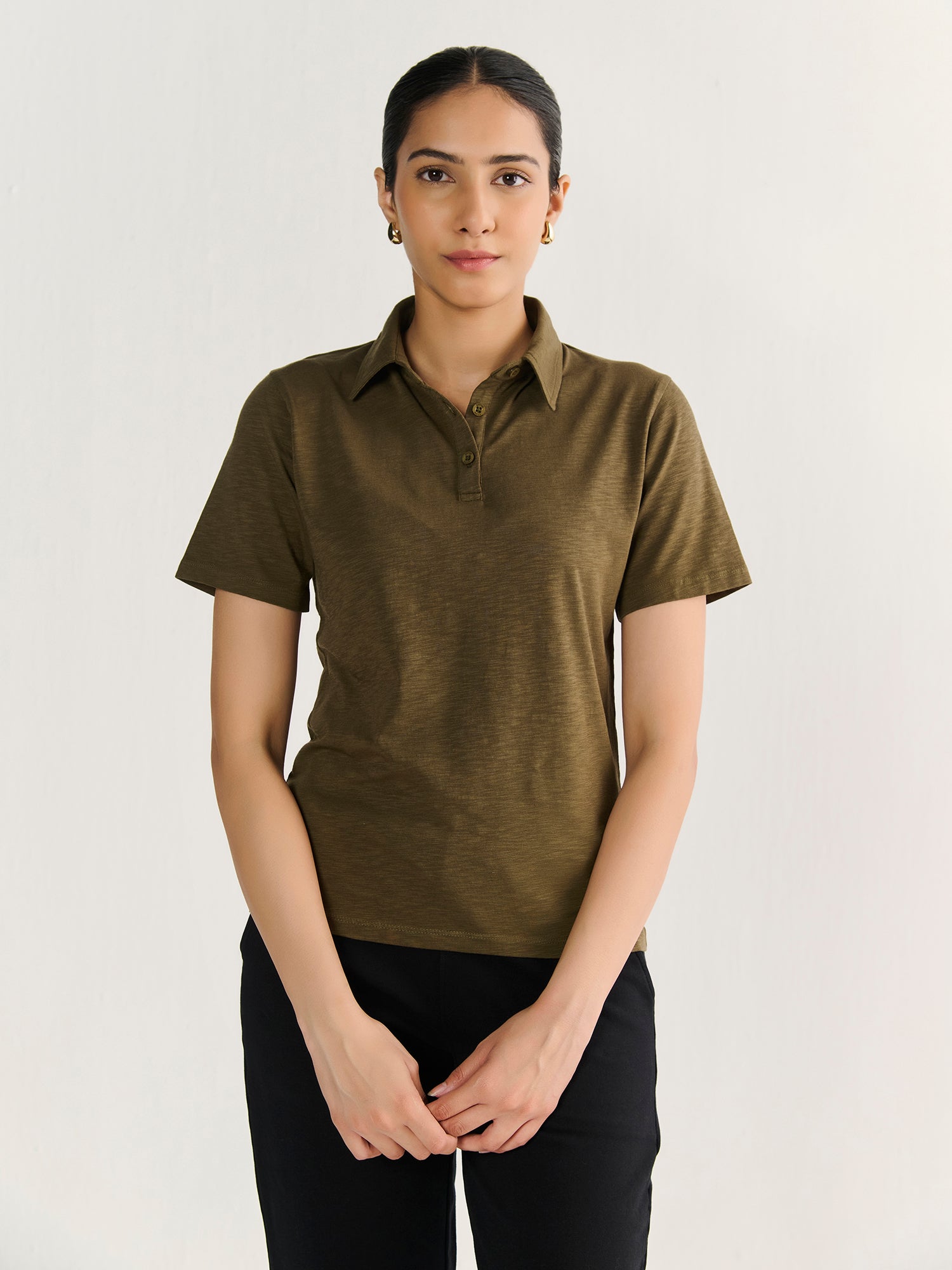 Textured Slub Short Sleeve Polo