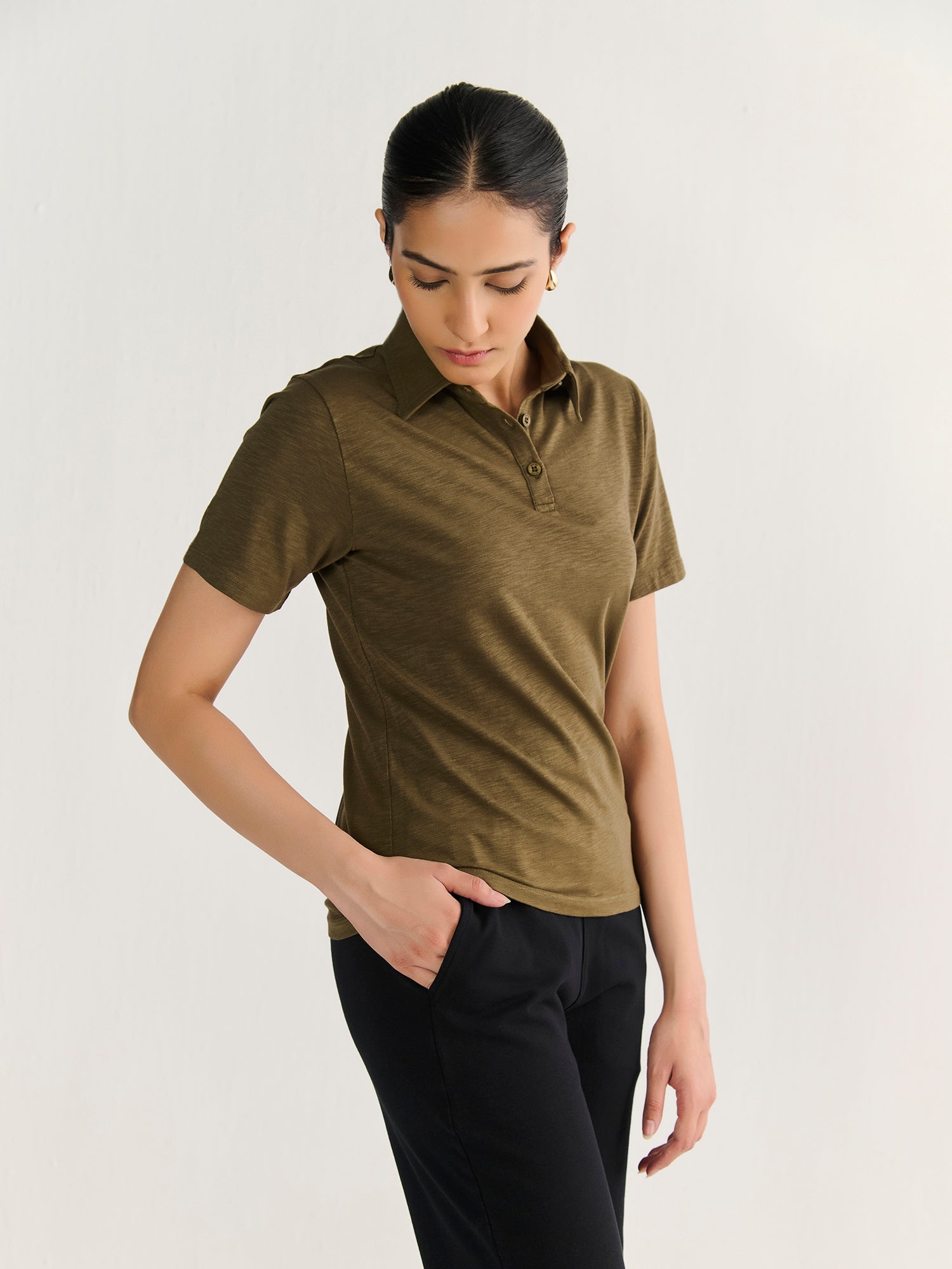 Textured Slub Short Sleeve Polo