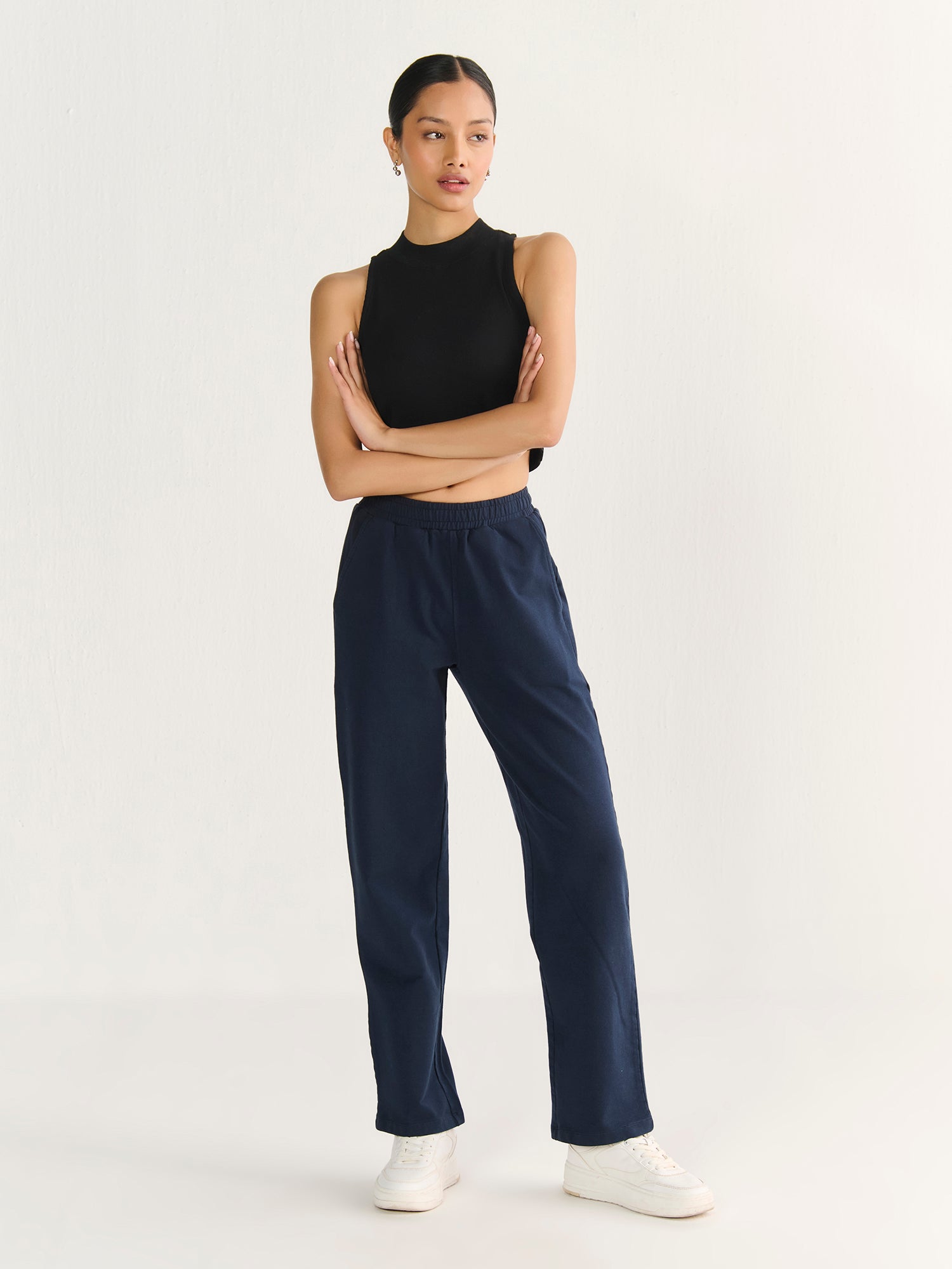 Rib High Neck Cropped Tank