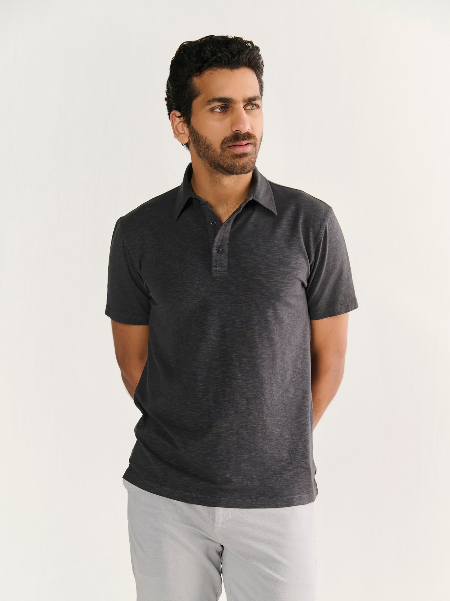 Textured Slub Short Sleeve Polo