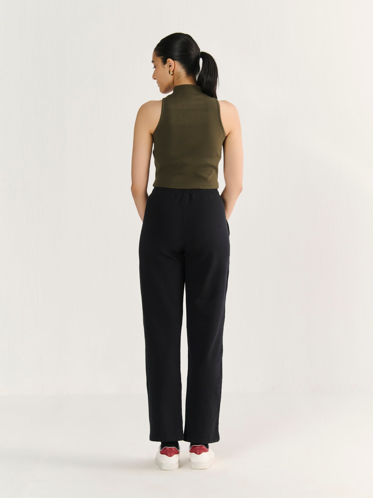Rib High Neck Cropped Tank