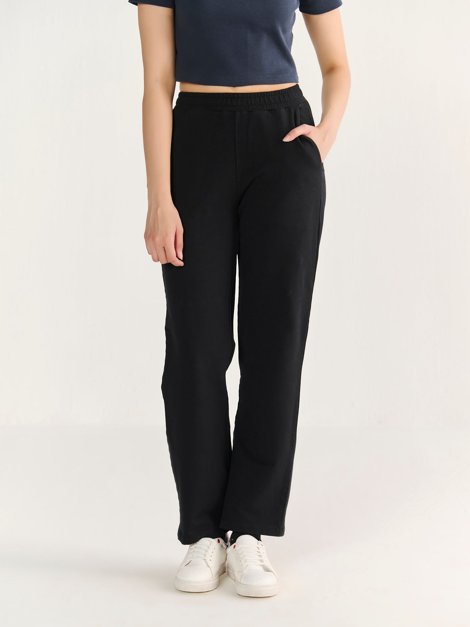 Straight-Leg Track Pants Black