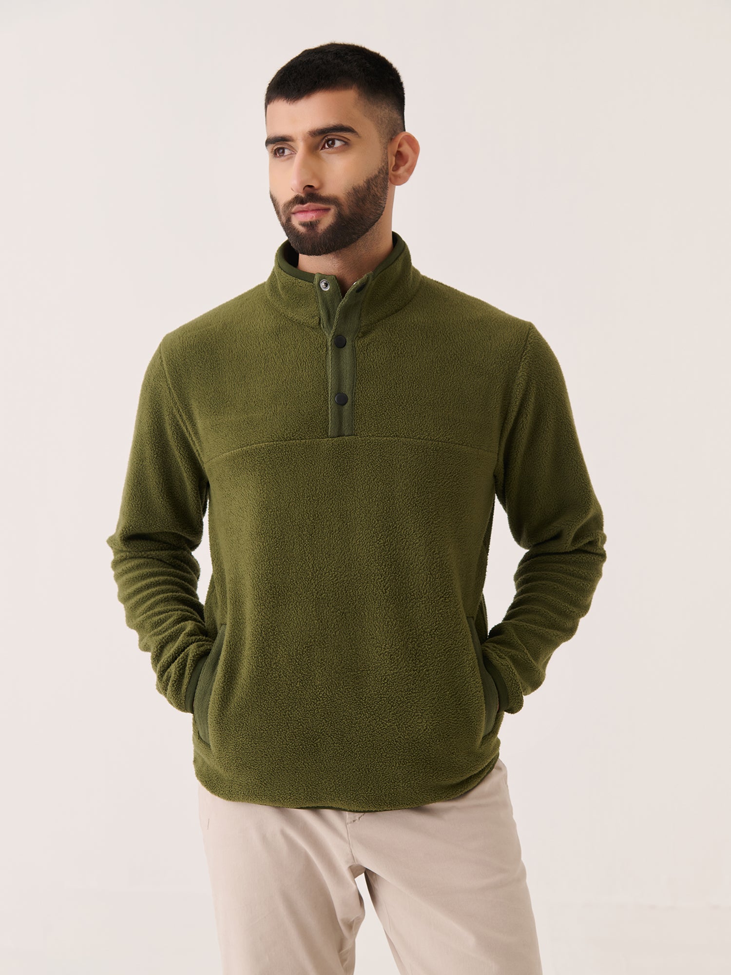 Polar Fleece Pullover Olive Green