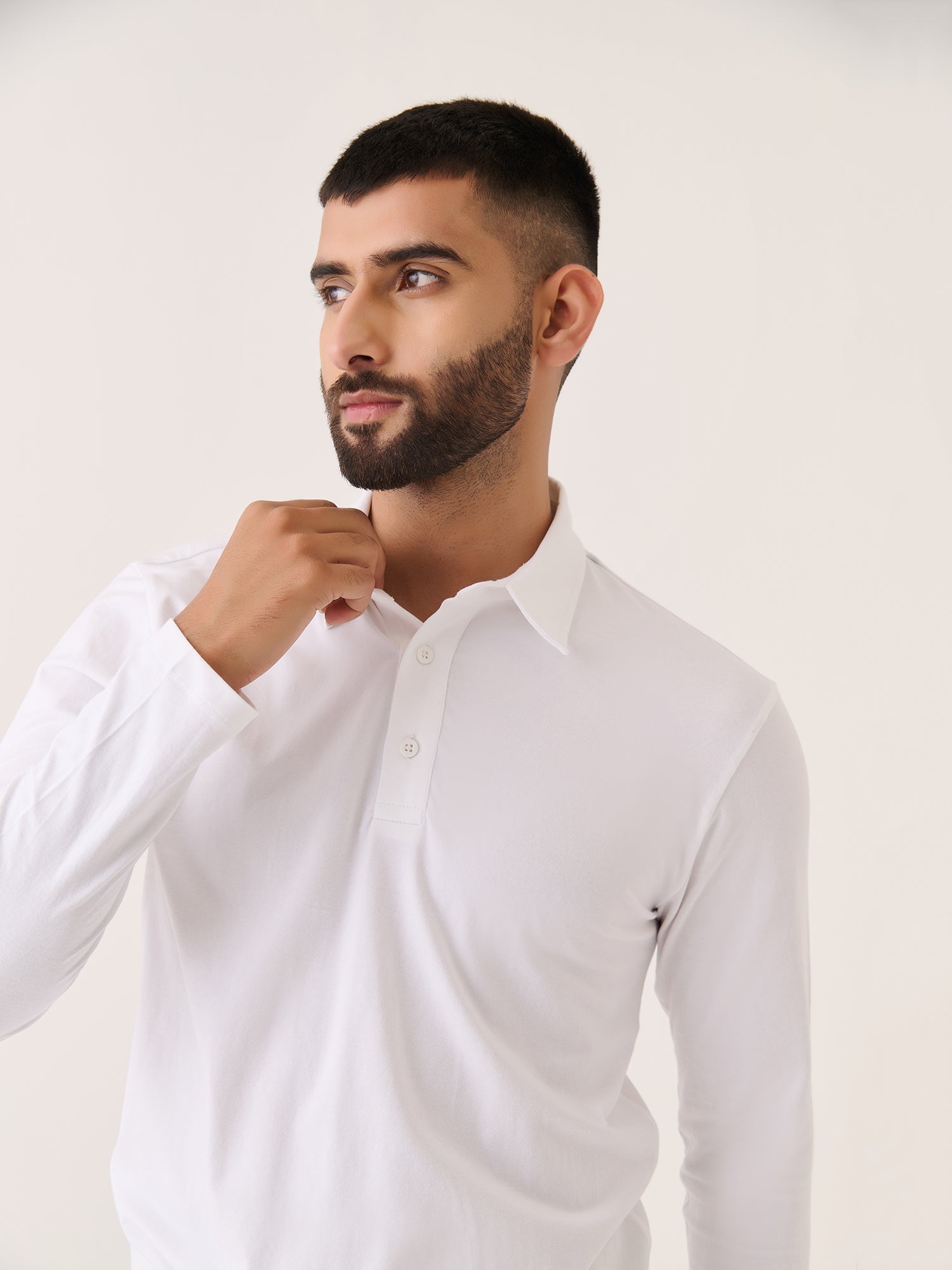 Long Sleeve Polo - Slim Fit Stretch