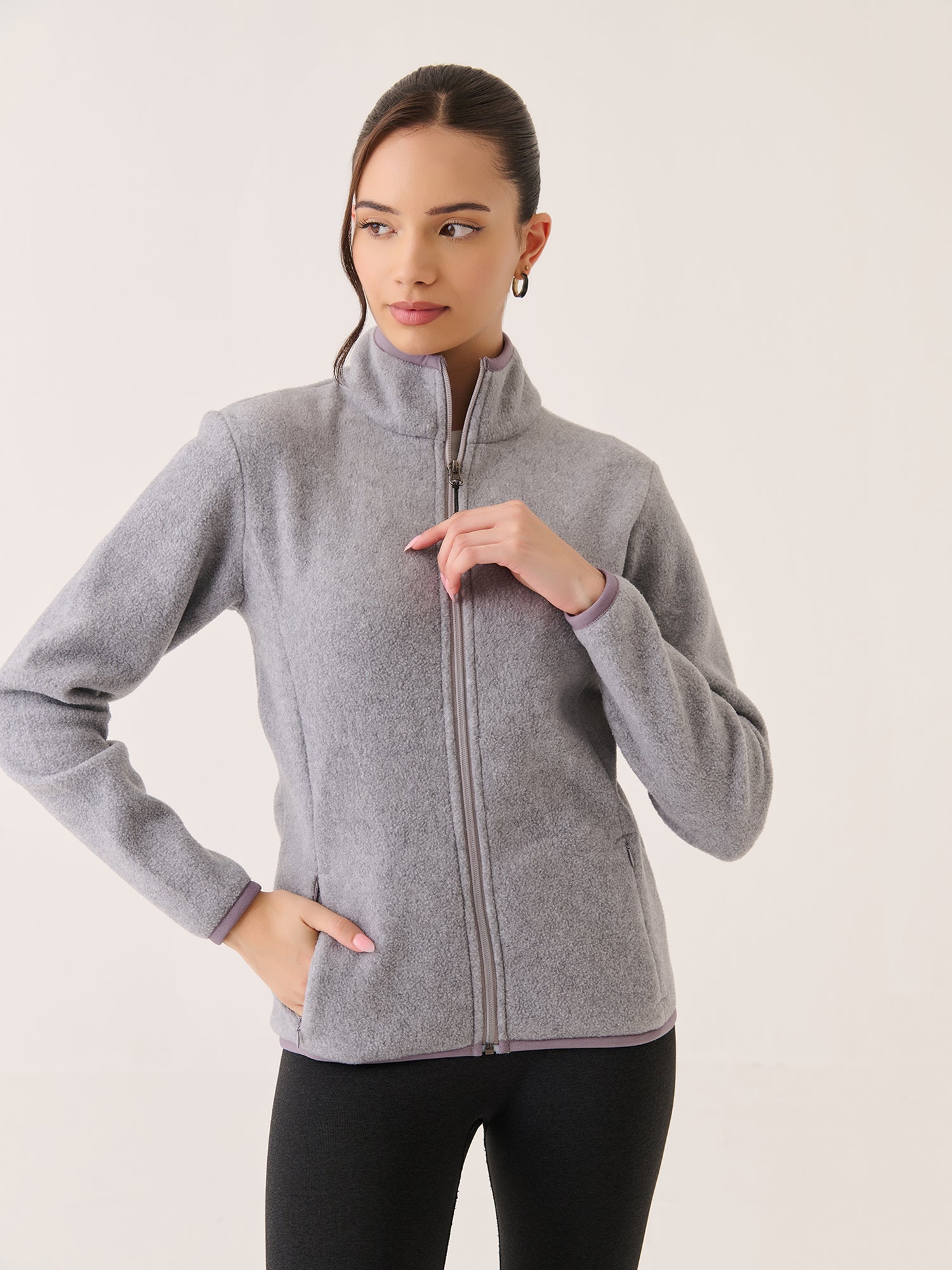 Polar Fleece Zip-up Jacket Grey