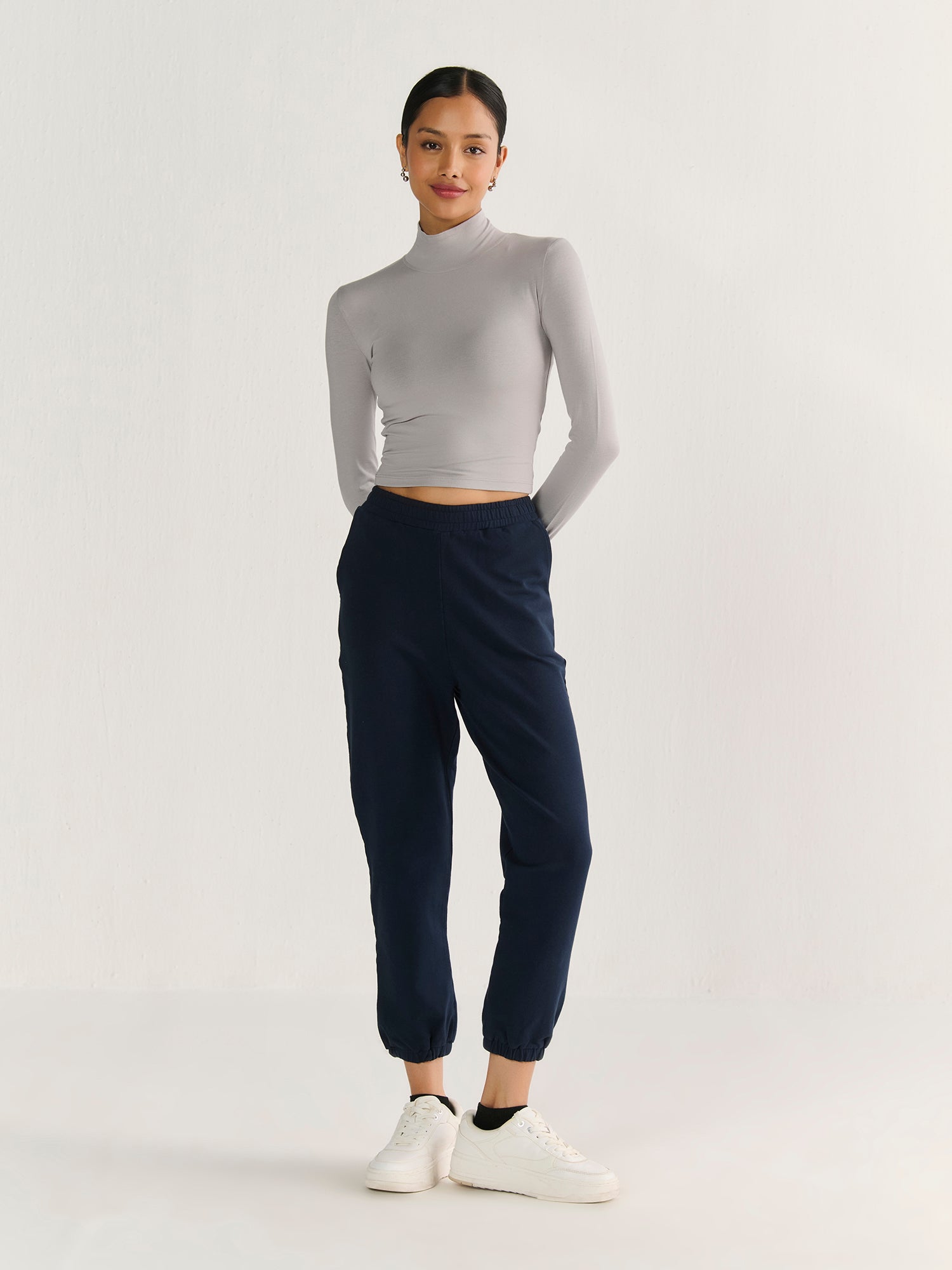 High Neck Long Sleeve Crop