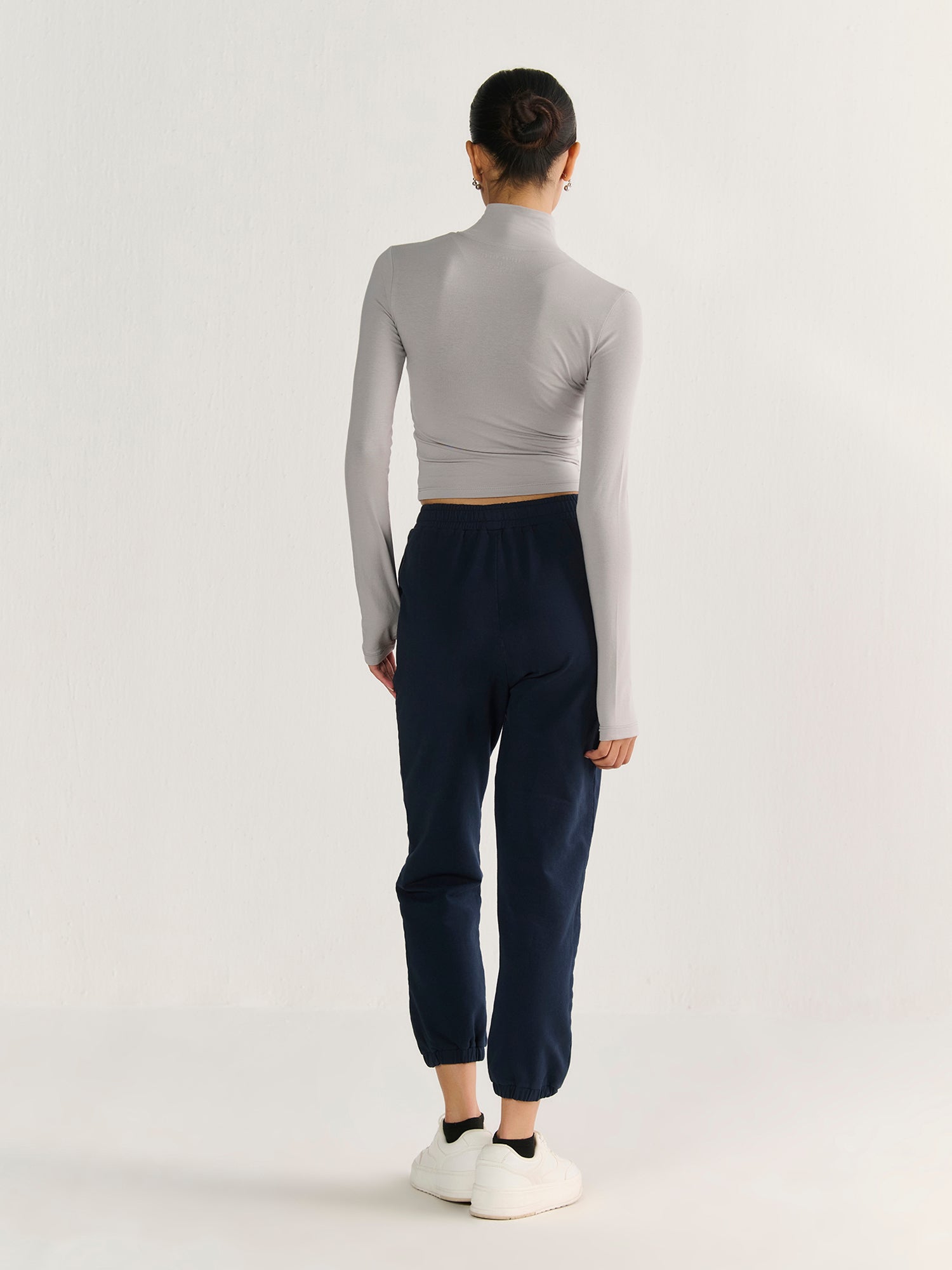 High Neck Long Sleeve Crop