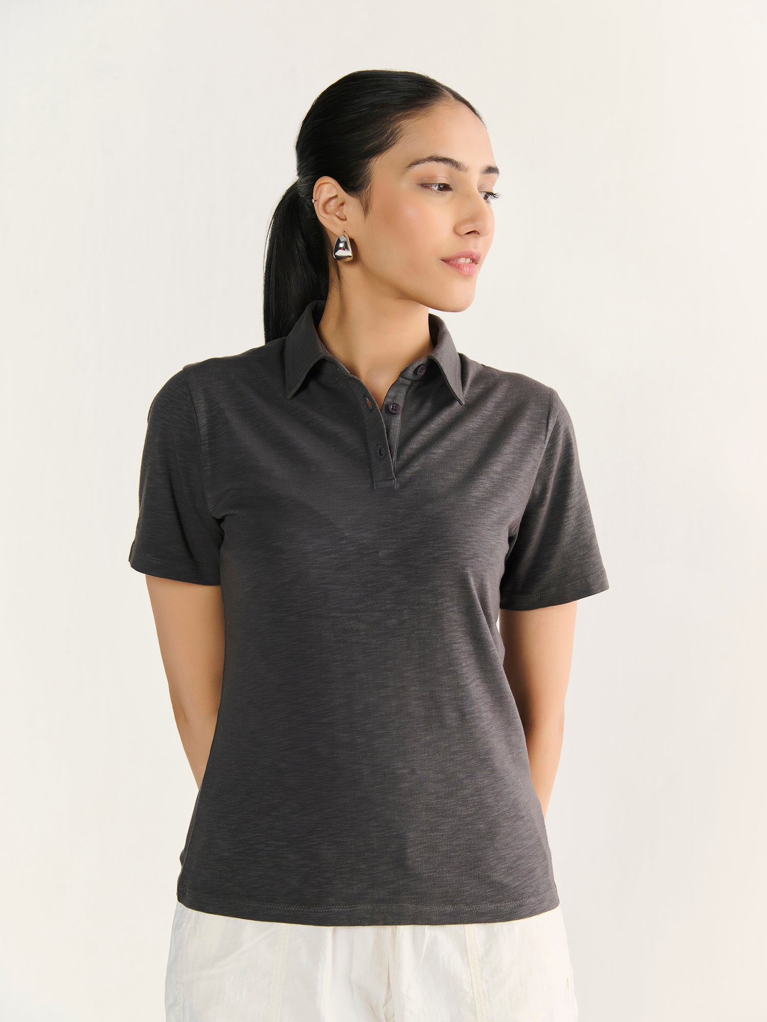 Textured Slub Short Sleeve Polo