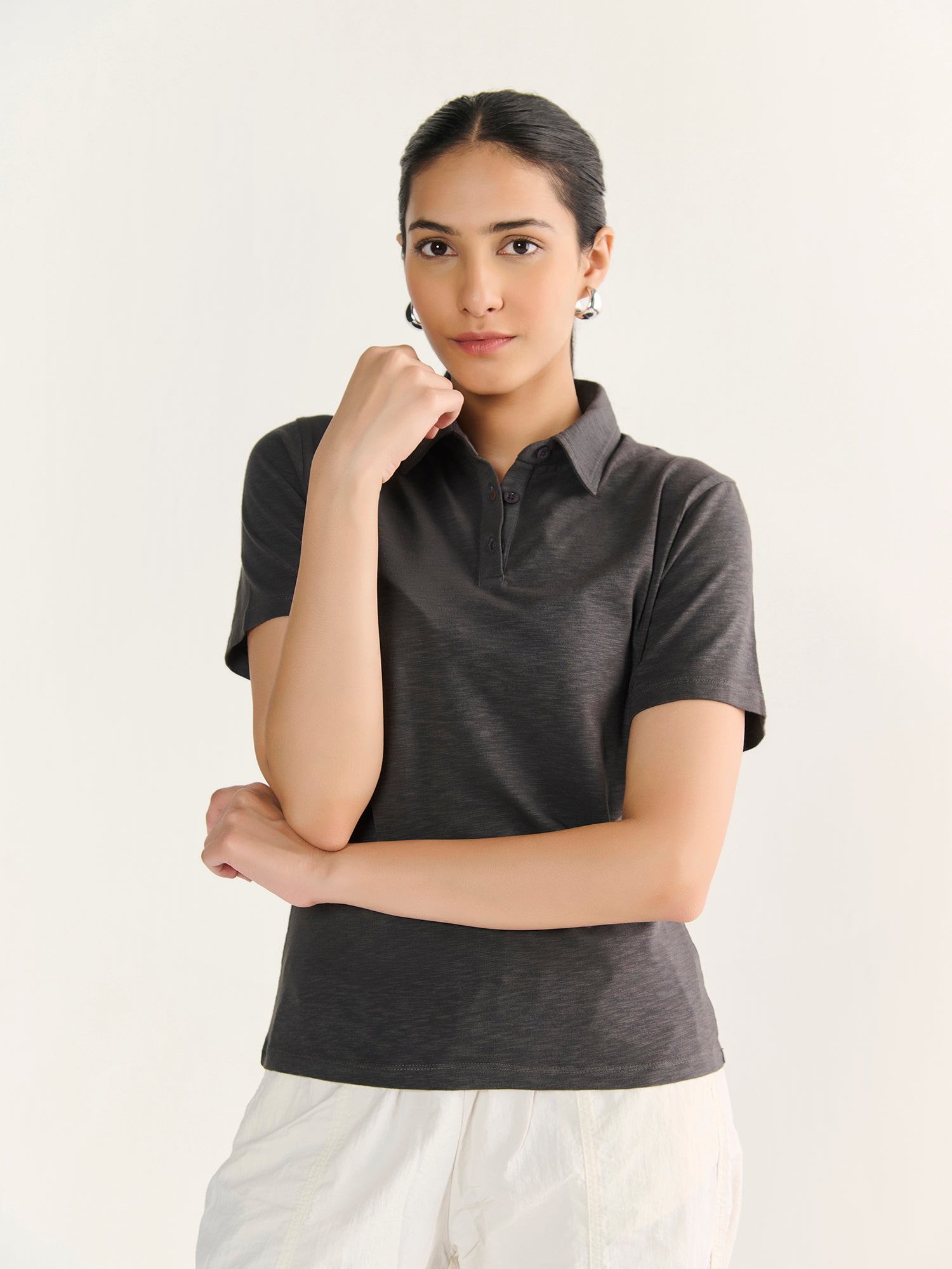 Textured Slub Short Sleeve Polo
