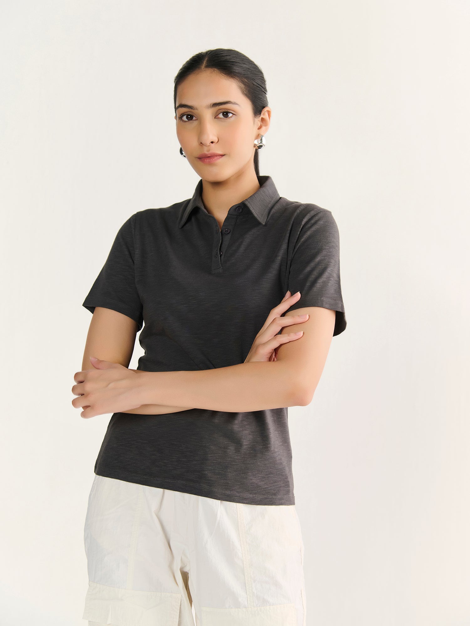 Textured Slub Short Sleeve Polo