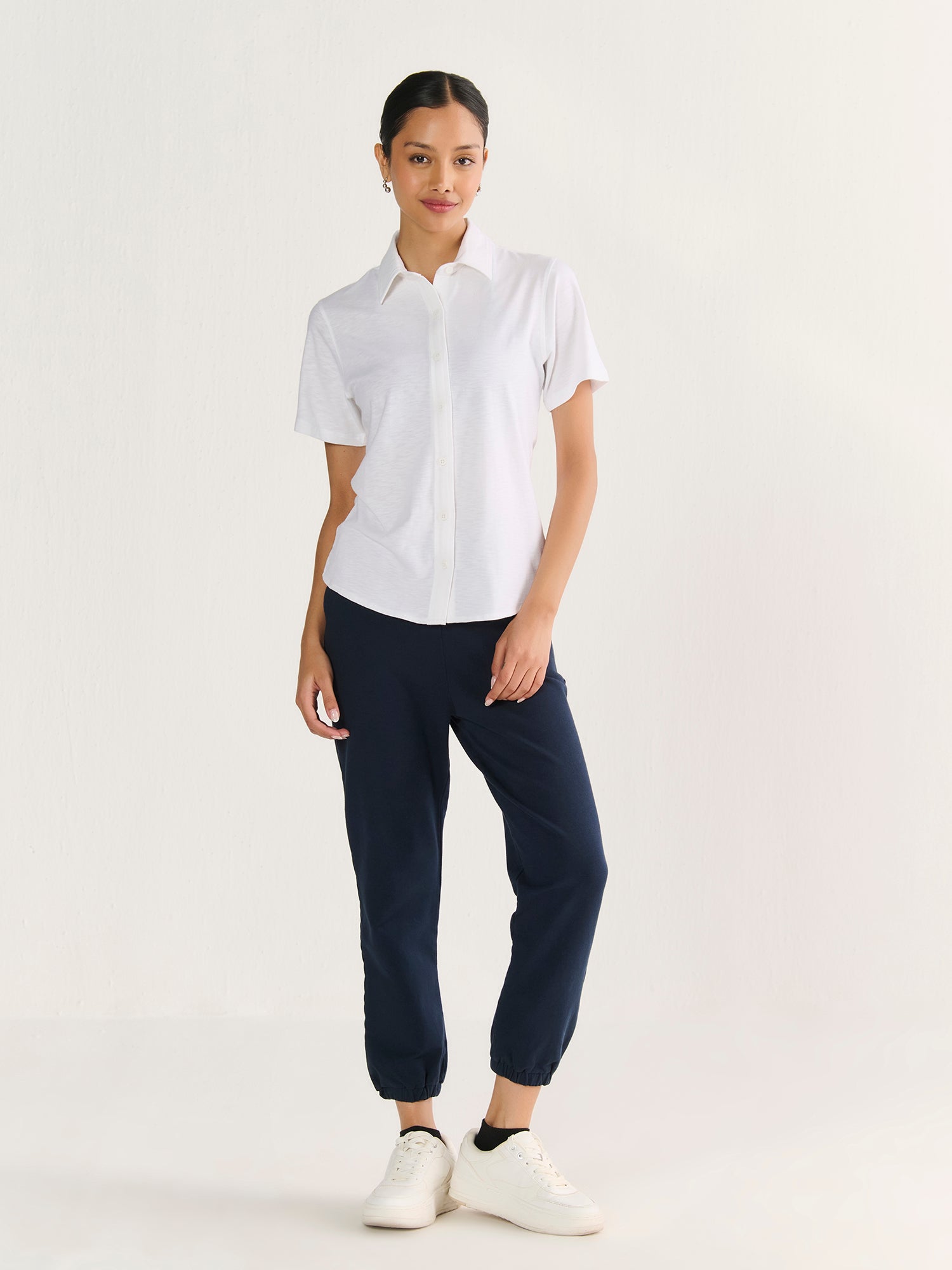 Textured Slub Short Sleeve Button Down