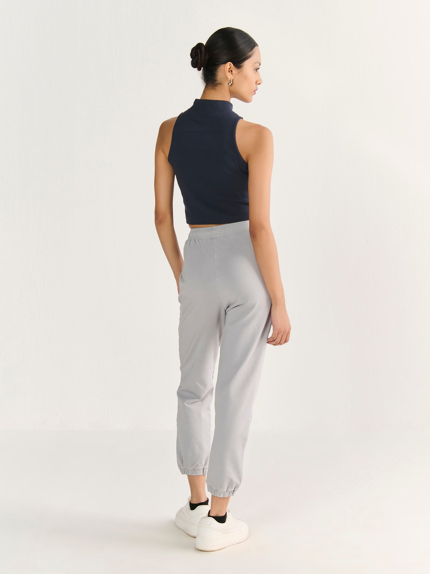 Rib High Neck Cropped Tank