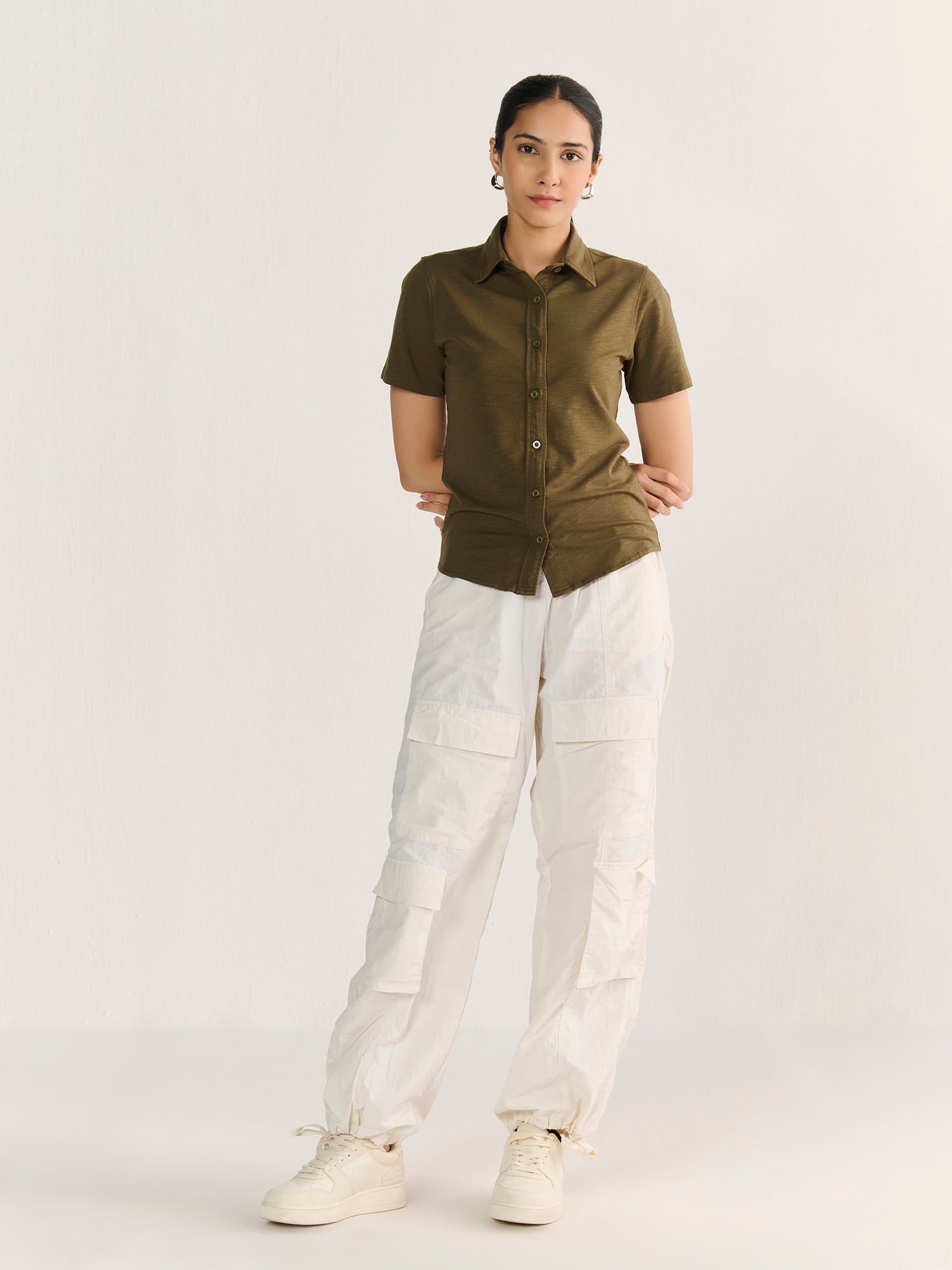 Textured Slub Short Sleeve Button Down