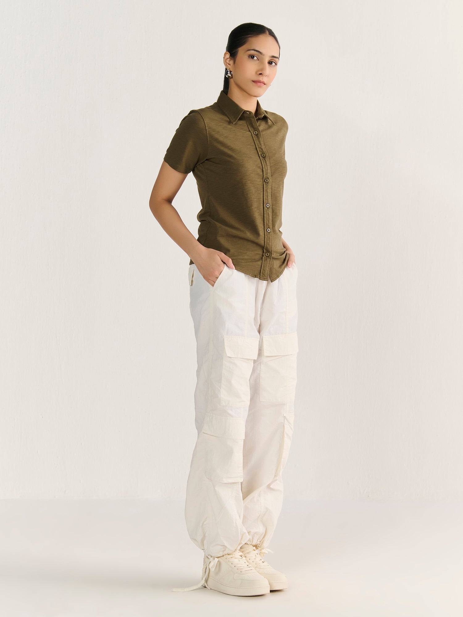 Textured Slub Short Sleeve Button Down