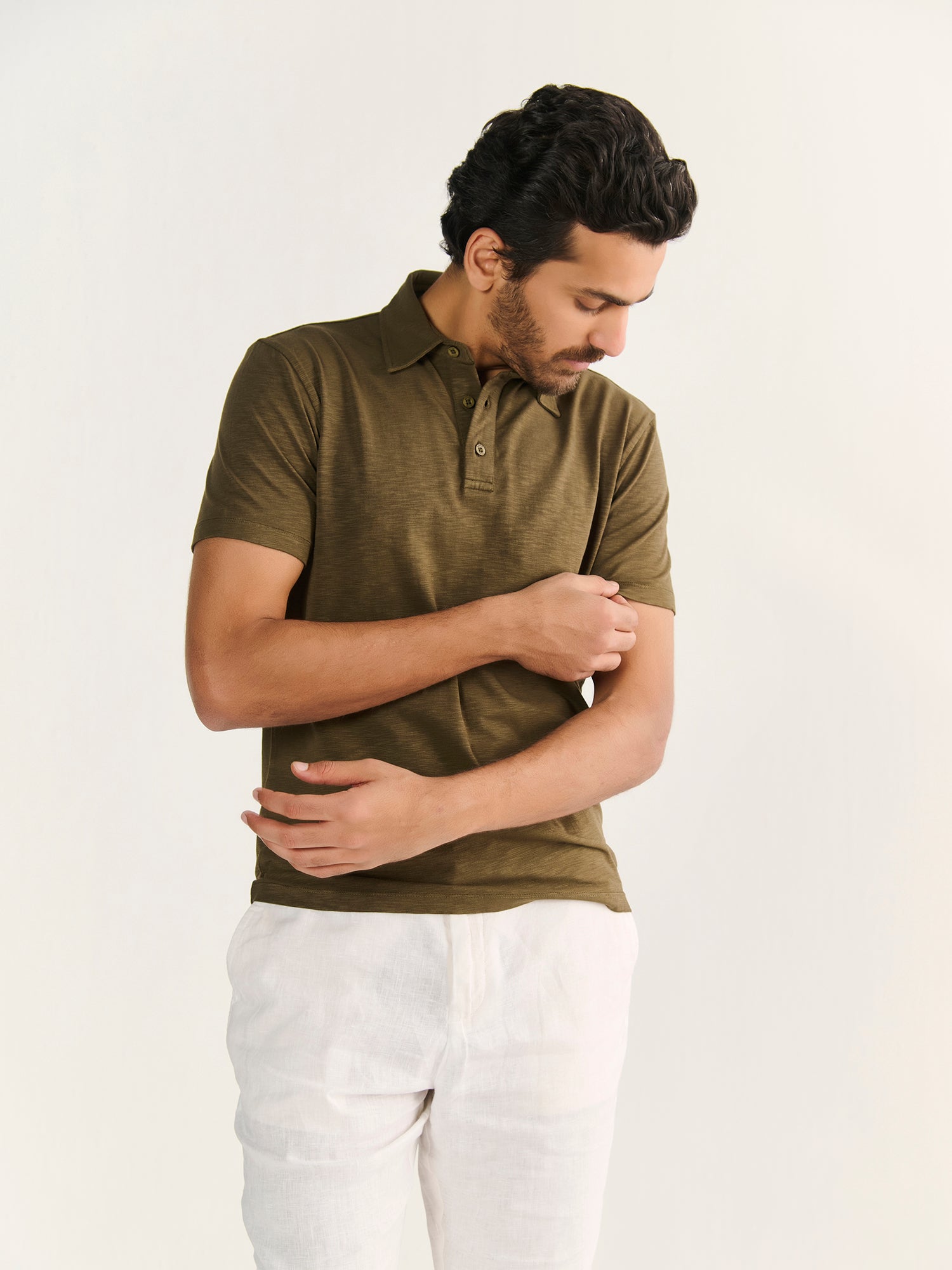Textured Slub Short Sleeve Polo
