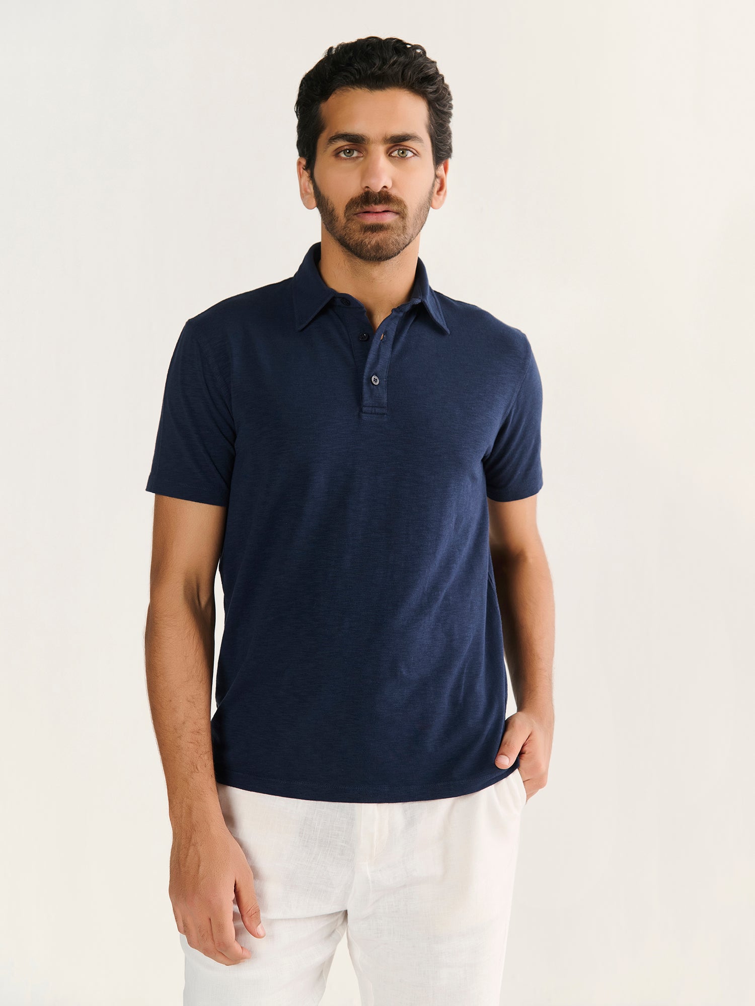 Textured Slub Short Sleeve Polo
