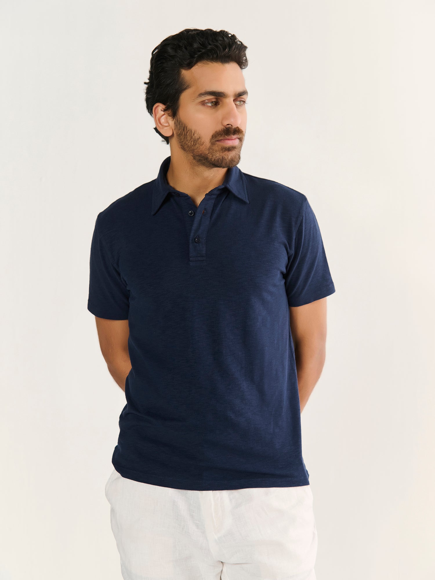 Textured Slub Short Sleeve Polo