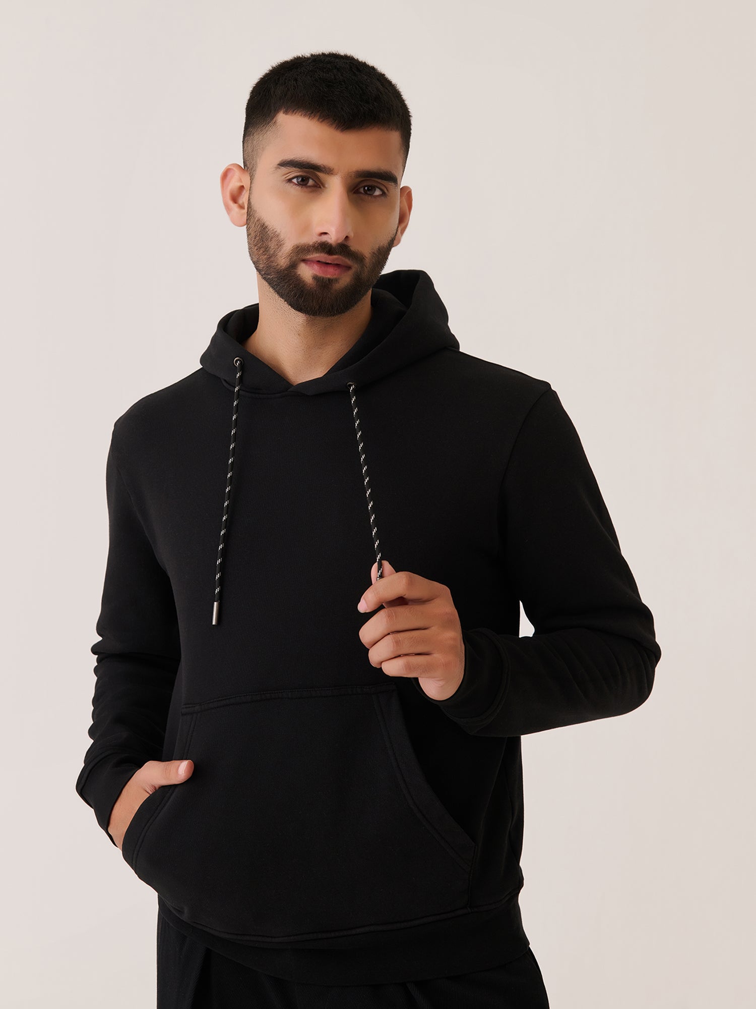 Cotton Fleece Hoodie Black