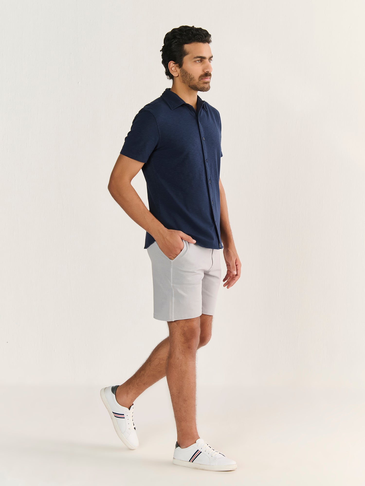 Textured Slub Short Sleeve Button Down