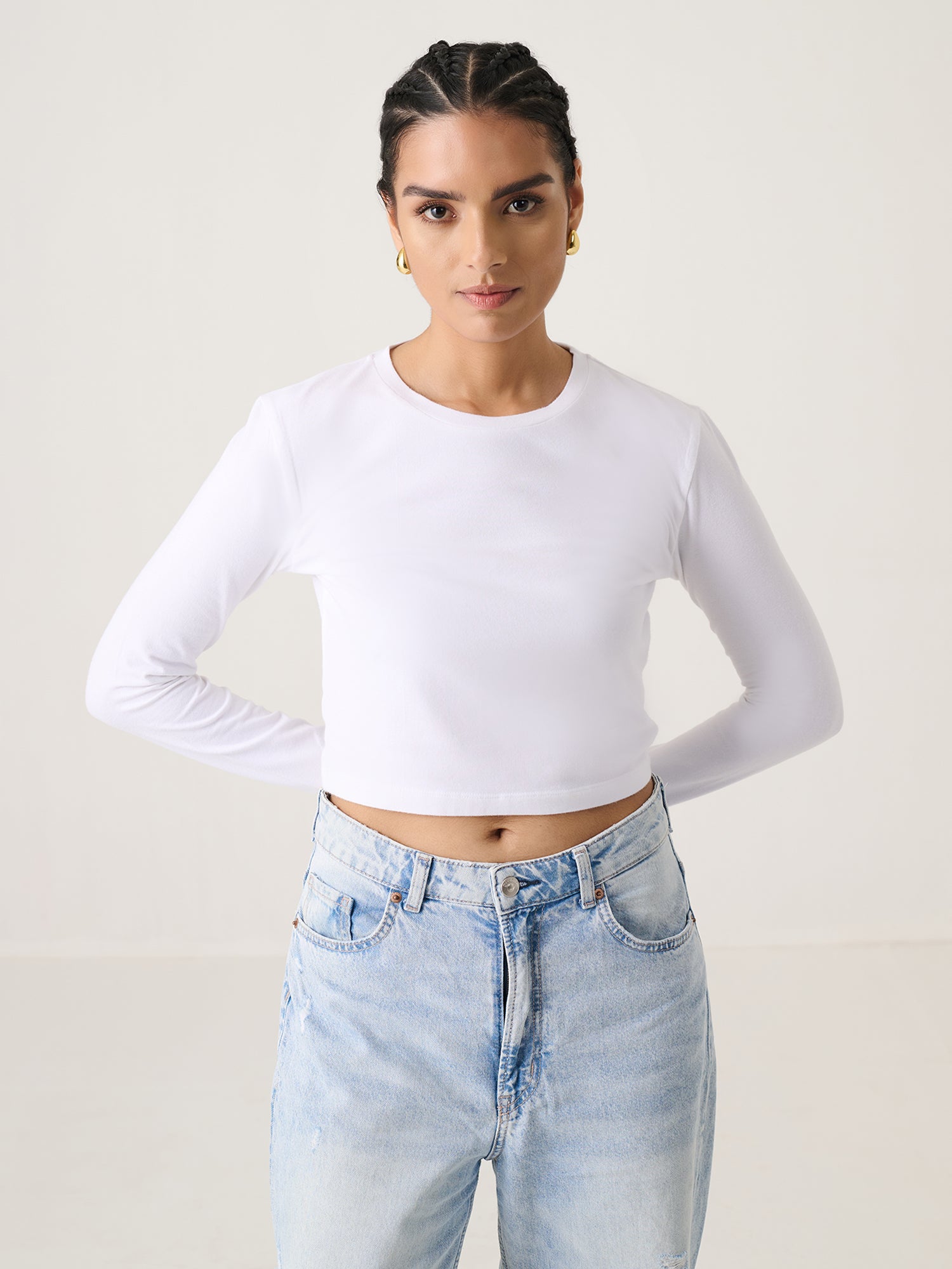 Long Sleeve Crop White