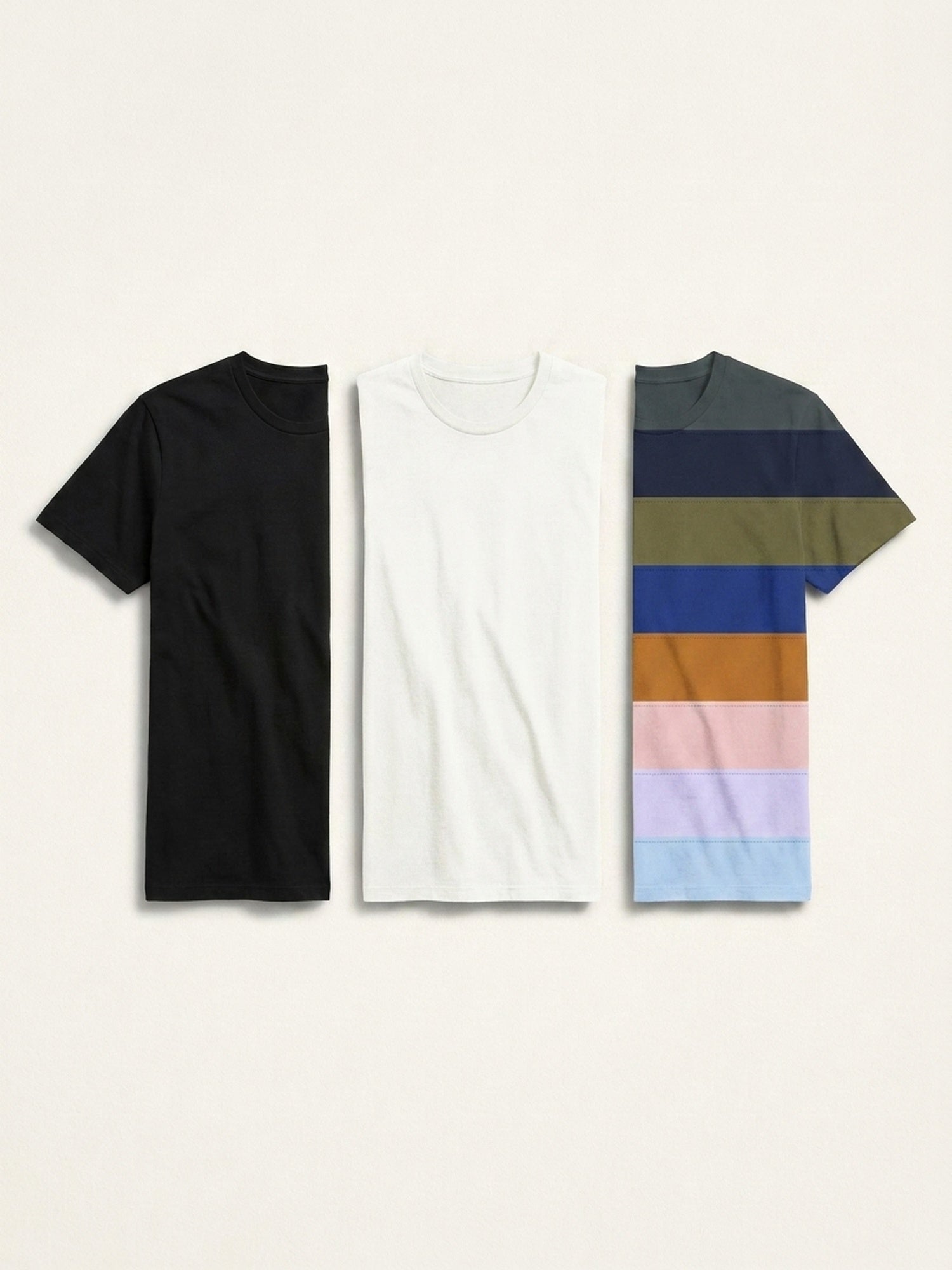 3x Short Sleeve Tee Bundle (Man) - Black + White + Colour
