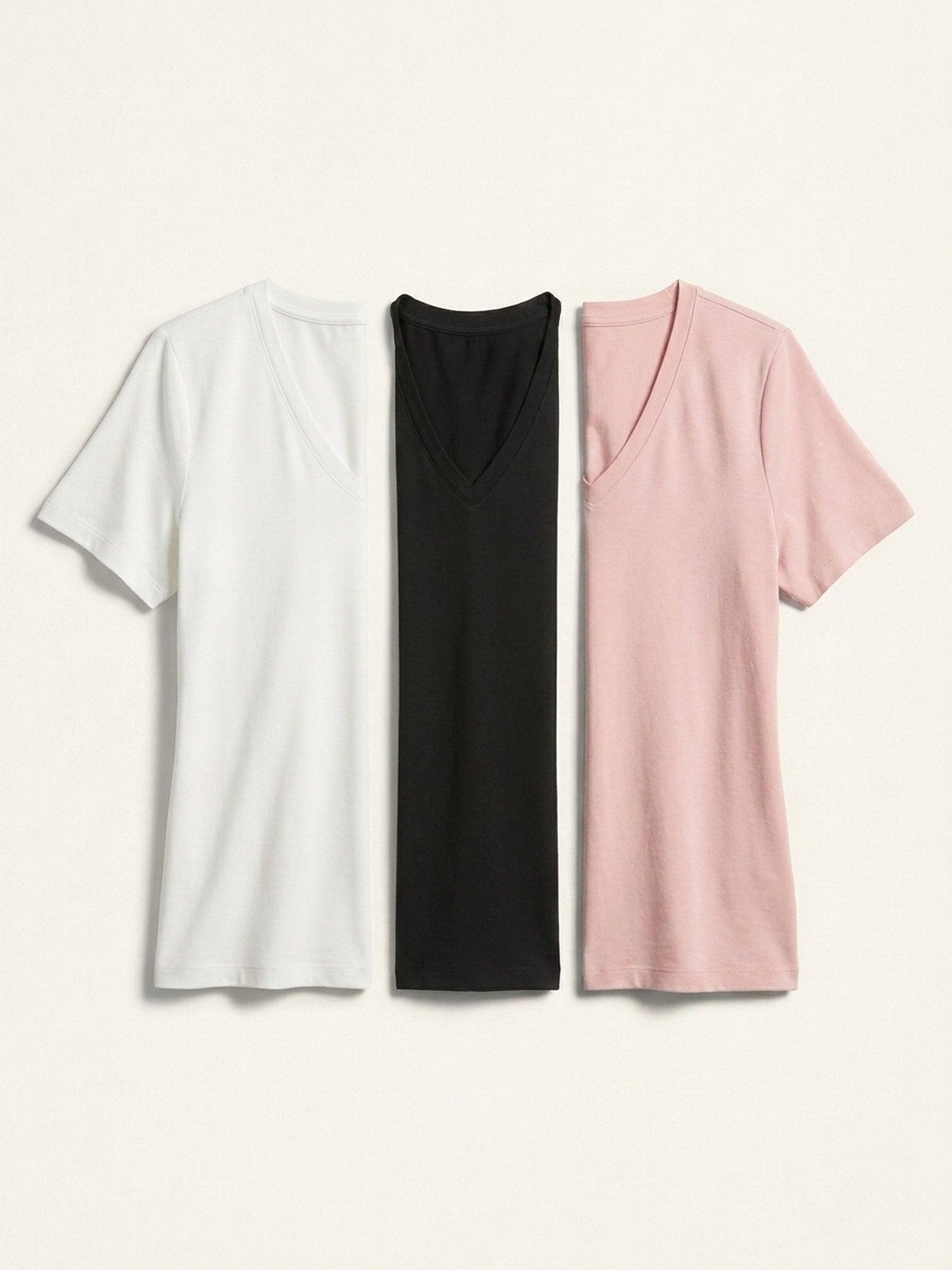 3x V Neck Short Sleeve Bundle (Woman) - White + 2 Colours