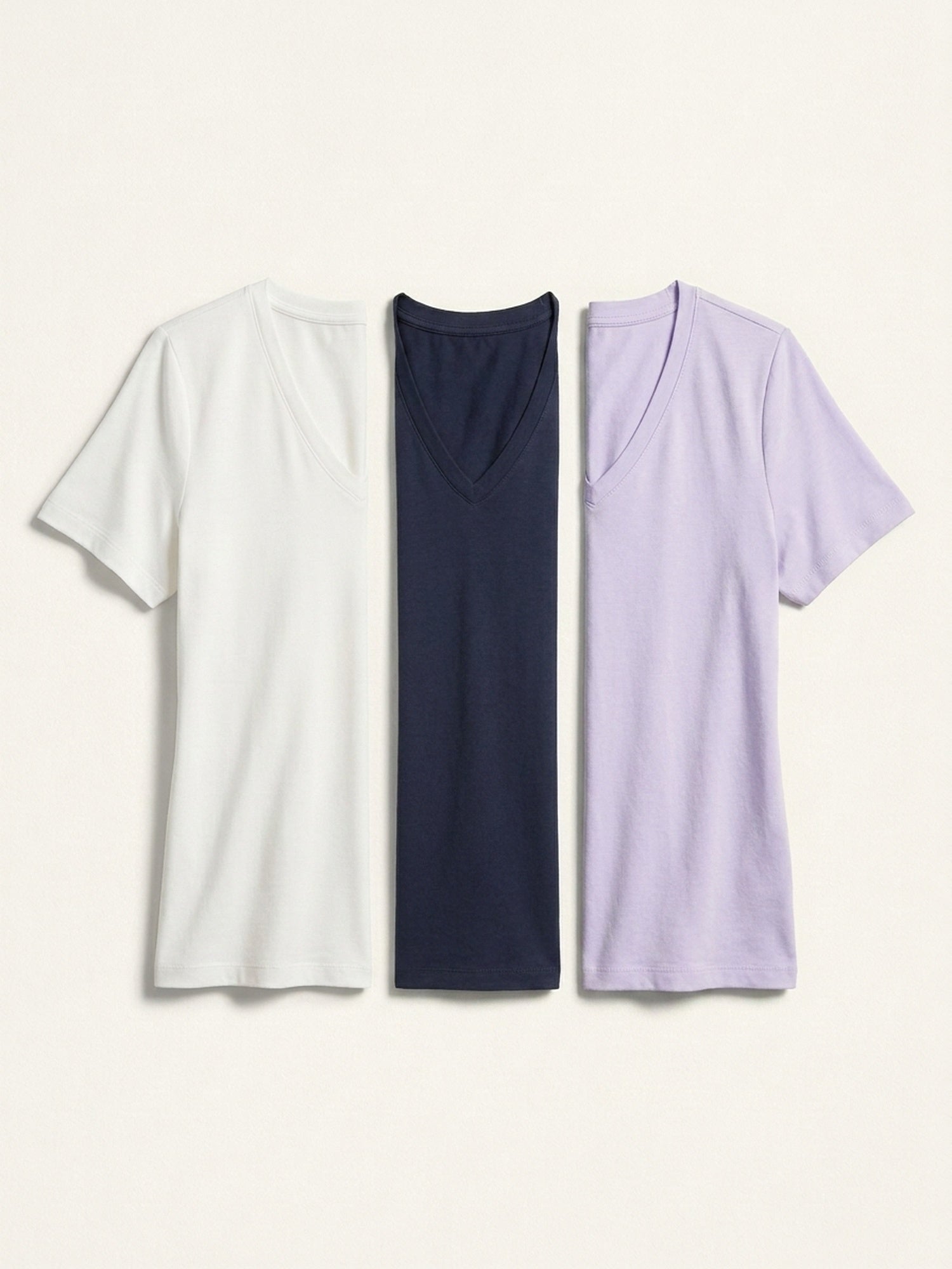 3x V Neck Short Sleeve Bundle (Woman) - White + 2 Colours