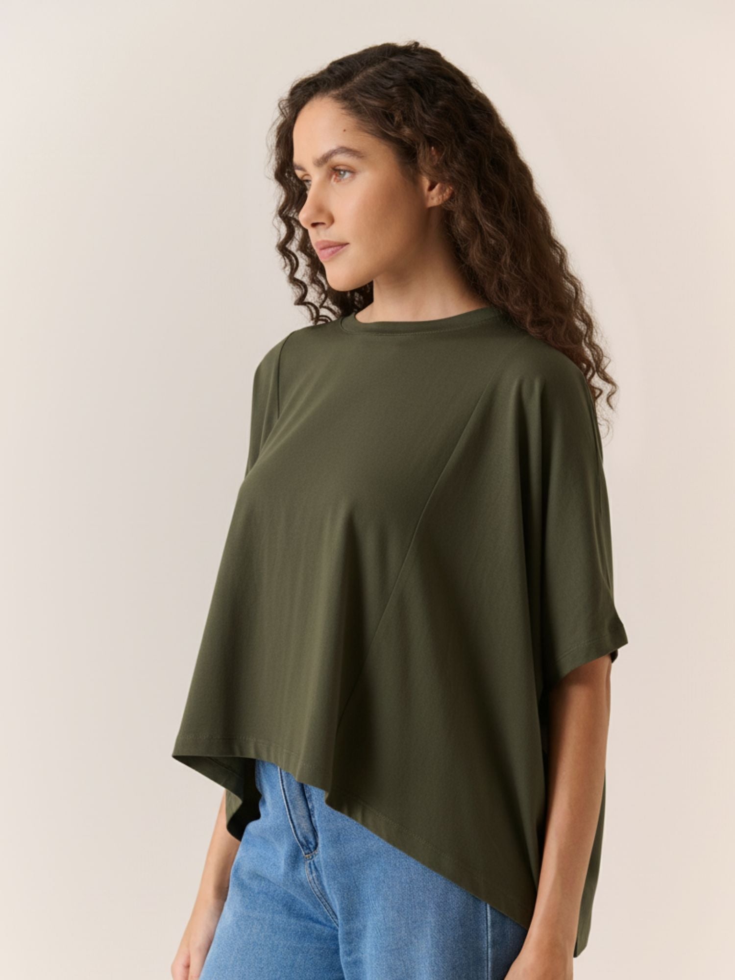 Relaxed Drape Top - Olive