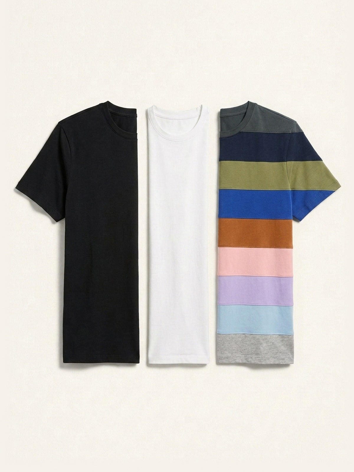 3x Short Sleeve Tee Bundle (Man) - Black + White + Colour