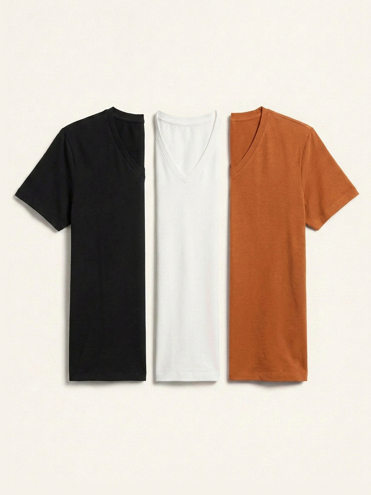 3x V Neck Short Sleeve Bundle (Man) - Black + White + Colour
