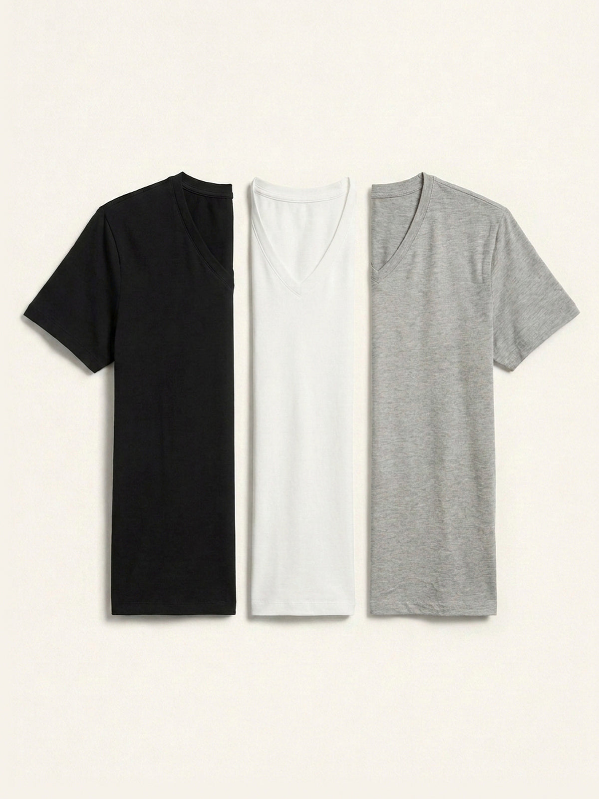 3x V Neck Short Sleeve Bundle (Man) - Black + White + Colour