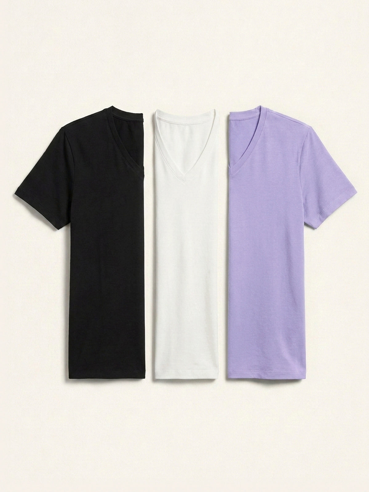 3x V Neck Short Sleeve Bundle (Man) - Black + White + Colour
