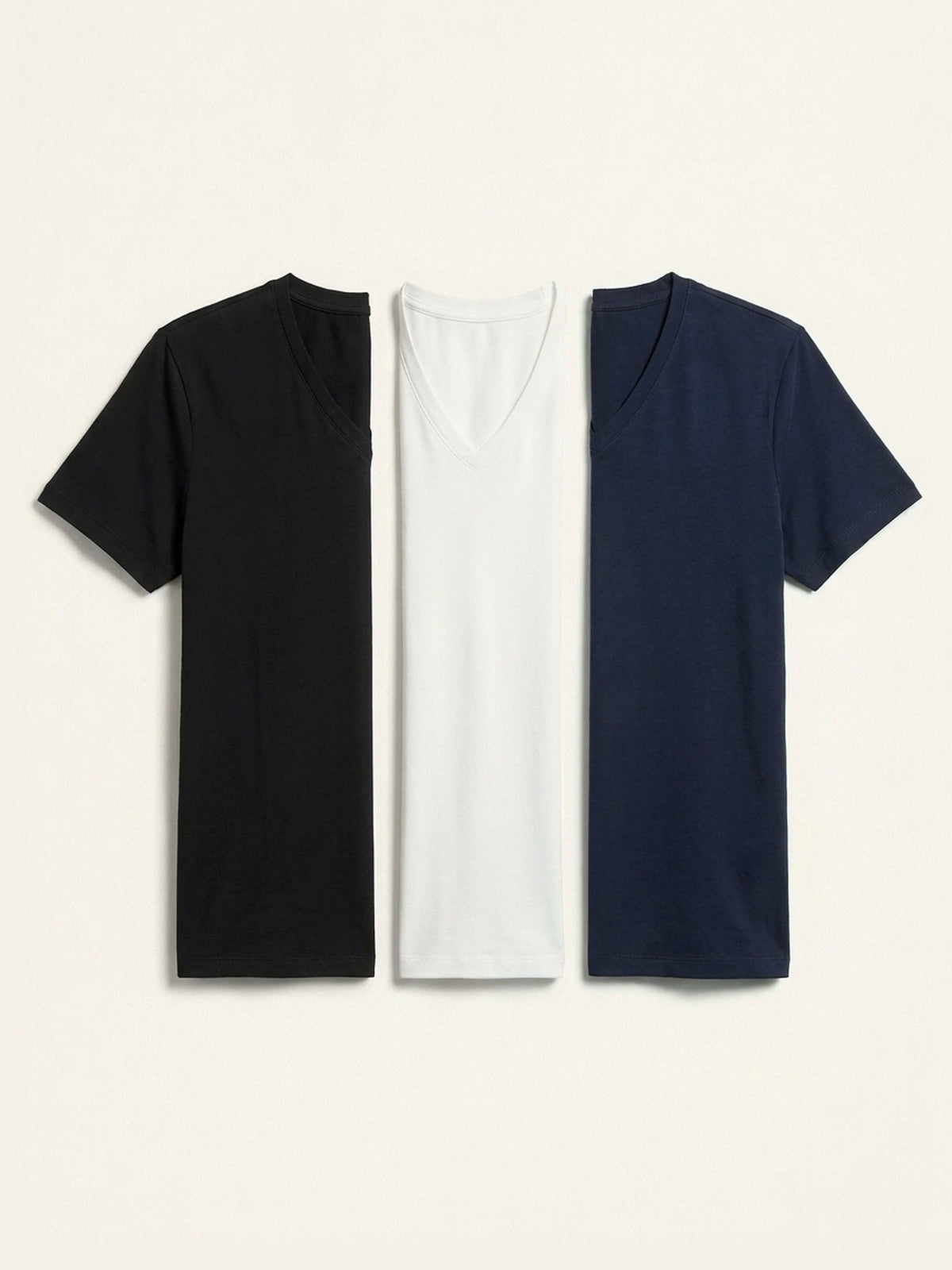 3x V Neck Short Sleeve Bundle (Man) - Black + White + Colour