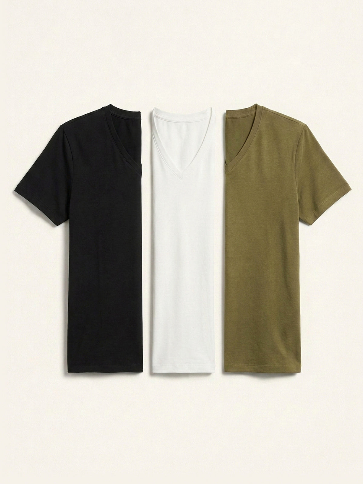 3x V Neck Short Sleeve Bundle (Man) - Black + White + Colour