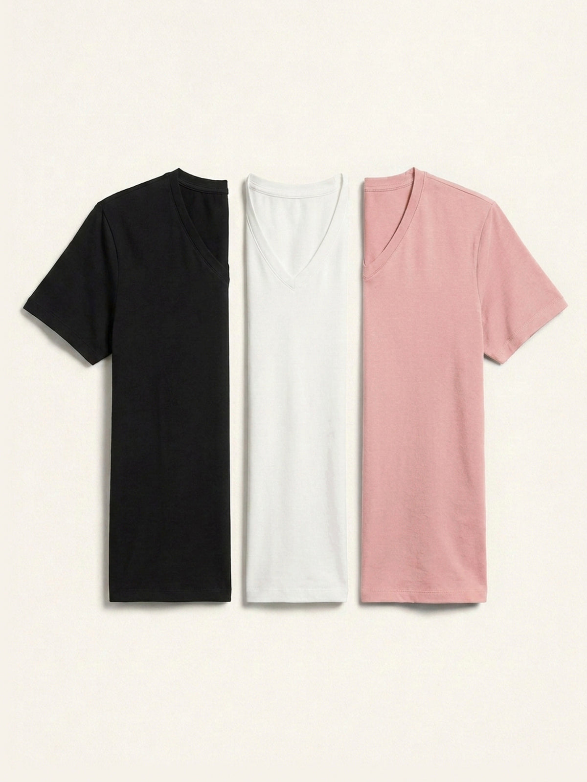 3x V Neck Short Sleeve Bundle (Man) - Black + White + Colour