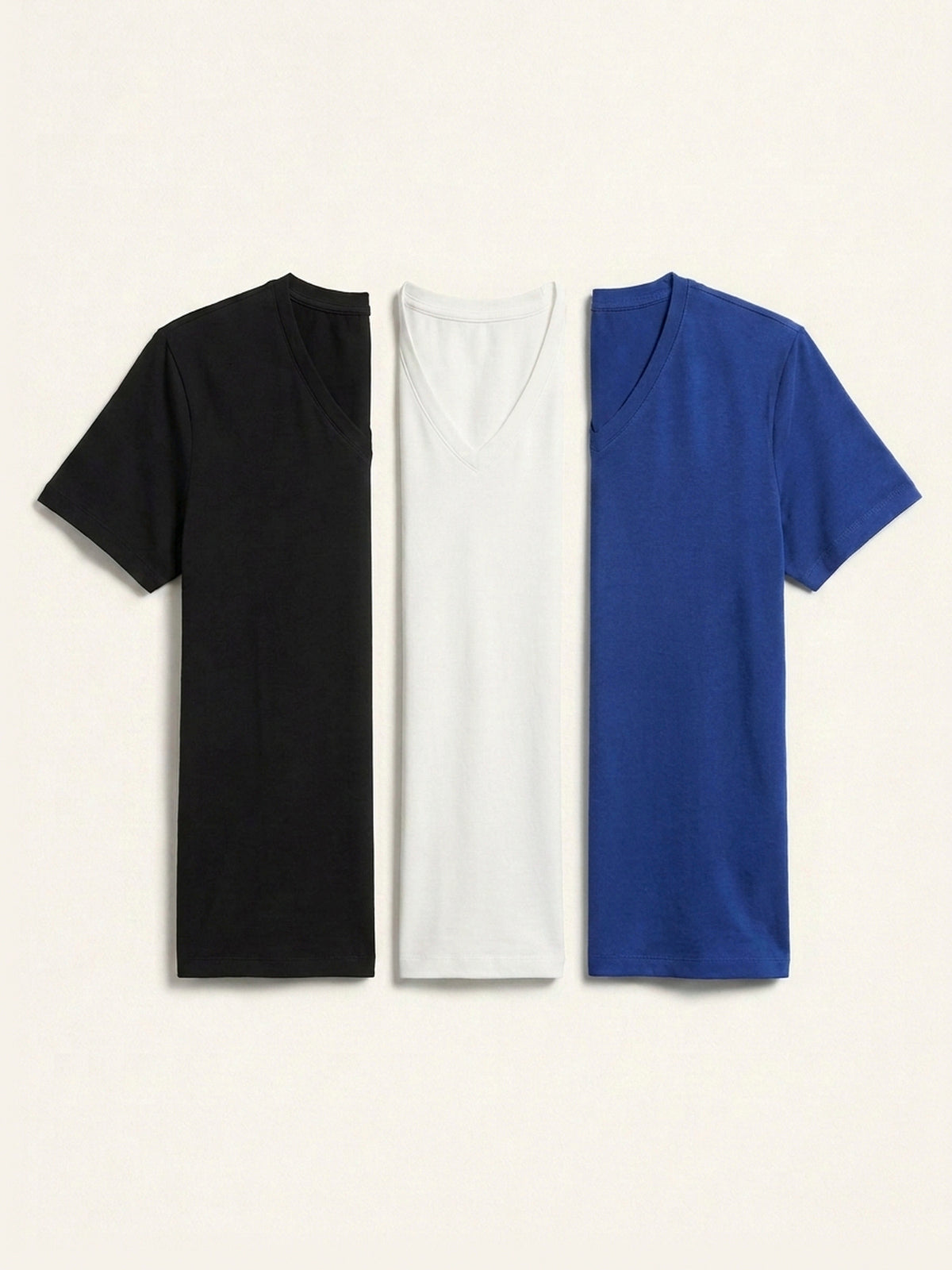 3x V Neck Short Sleeve Bundle (Man) - Black + White + Colour