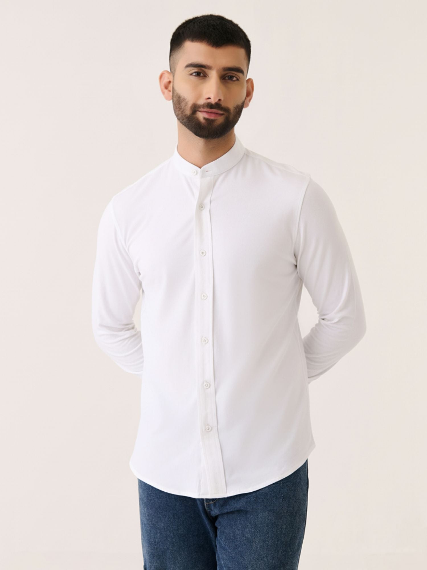 Mandarin Collar Long Sleeve Shirt