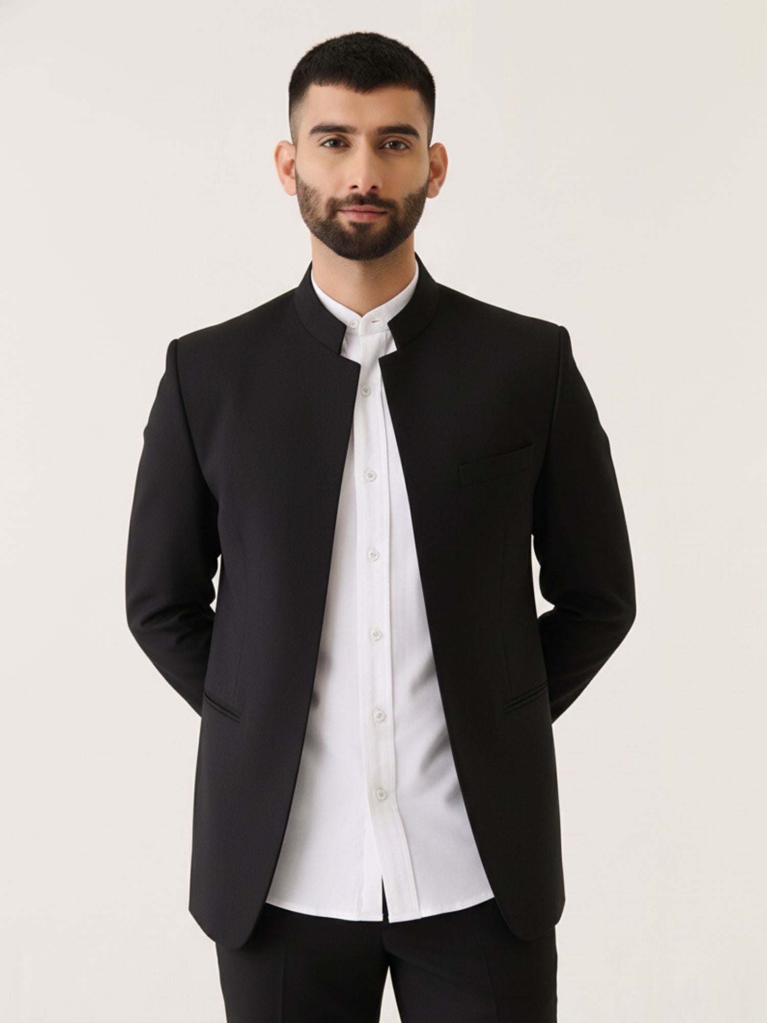 Mandarin Collar Long Sleeve Shirt