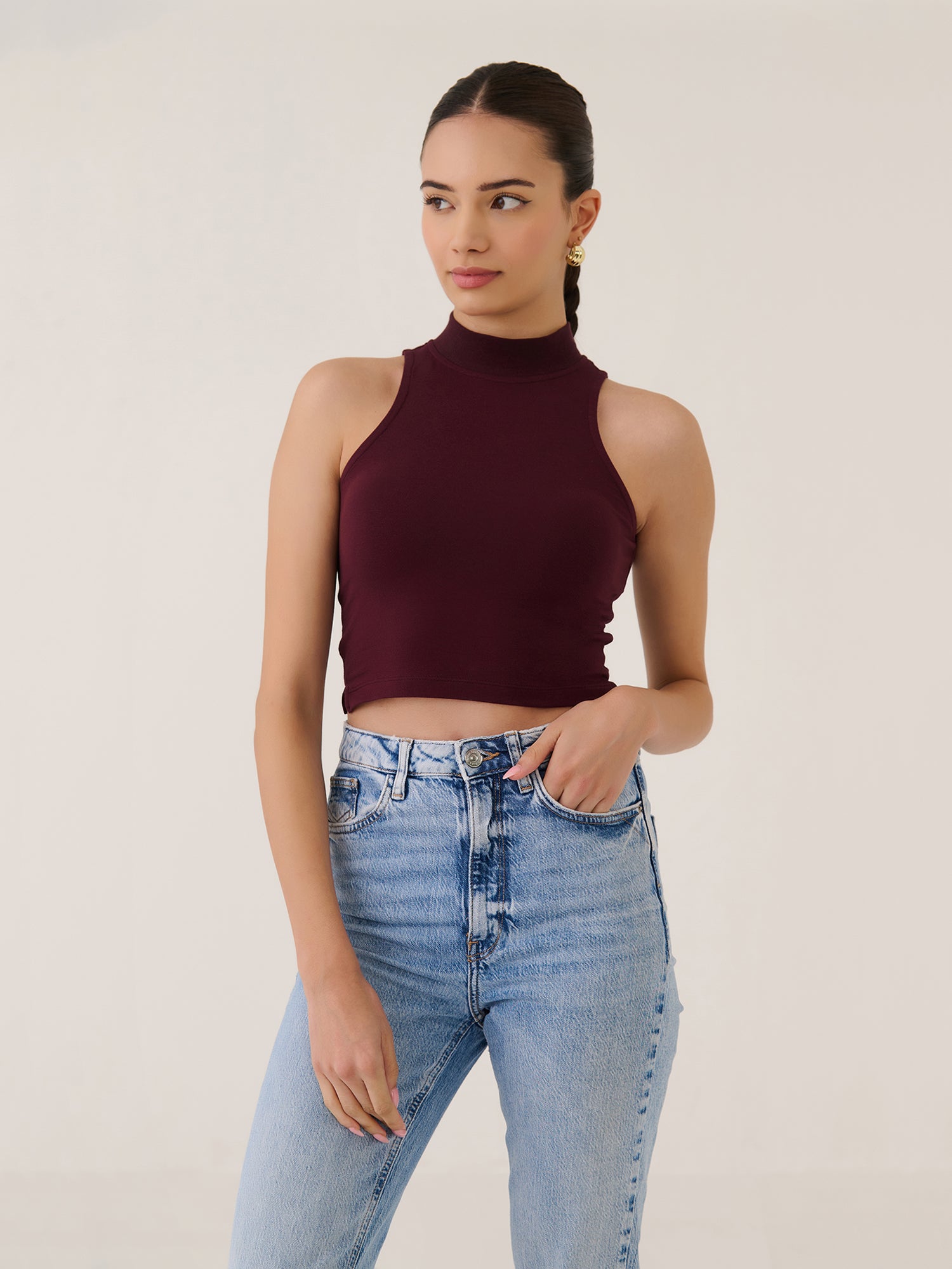 High Neck Cropped Tank