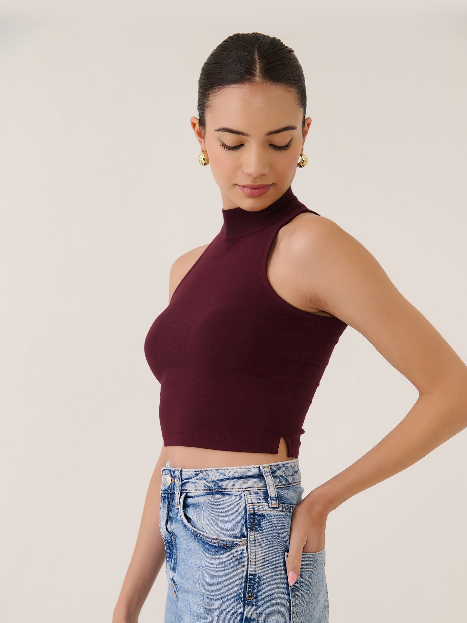 High Neck Cropped Tank